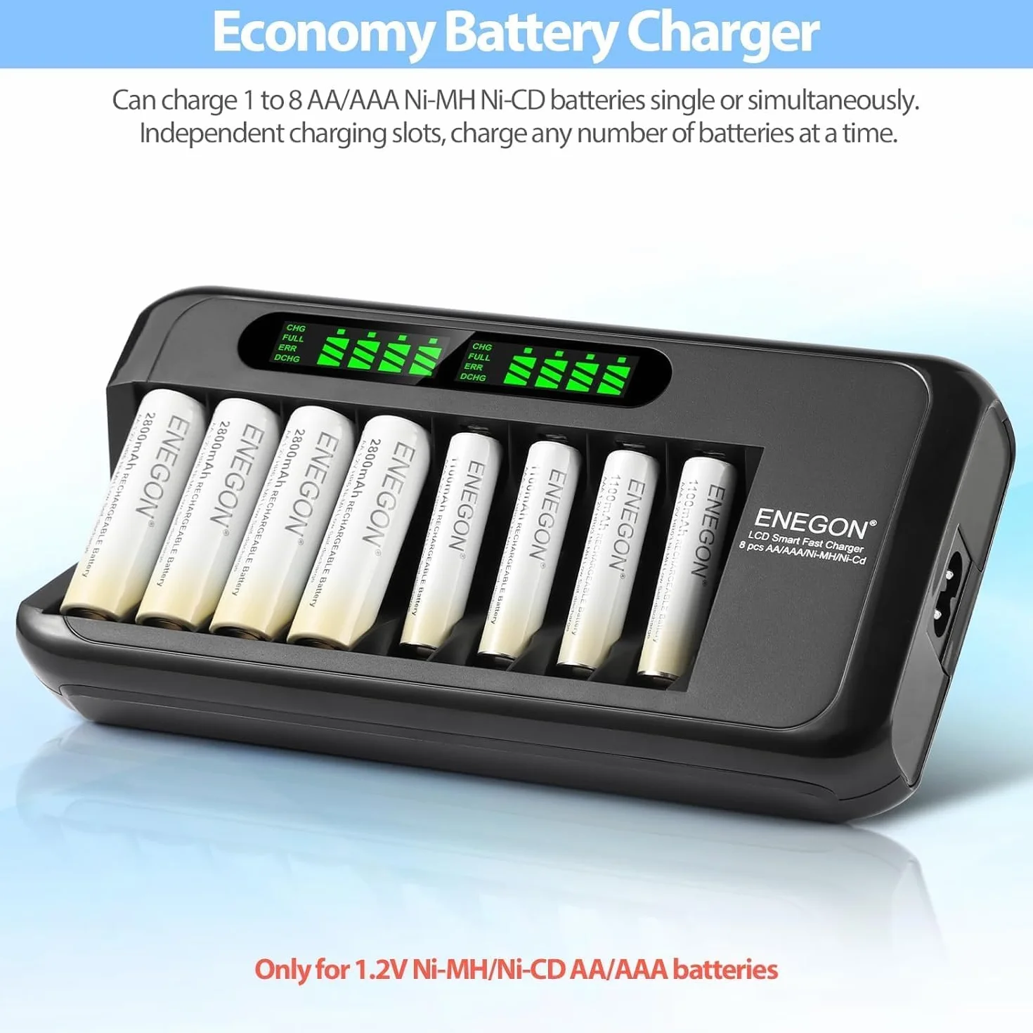 8 Slot Battery Charger, czarna