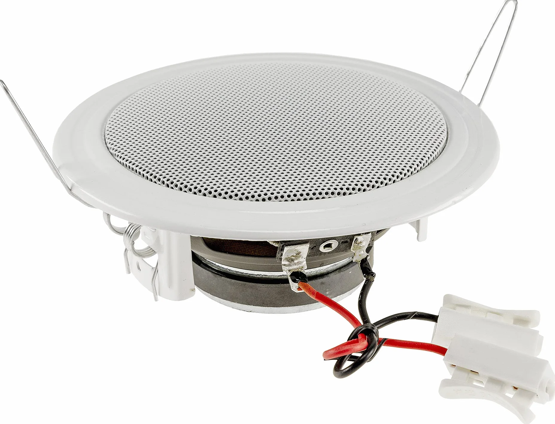 Głośnik do zabudowy sufitowej i ściennej CTE-W, biały, metalowa kratka ochronna, klamry mocujące, impedancja 8 omów, łatwy montaż Ø 135mm, 60 Watt biały