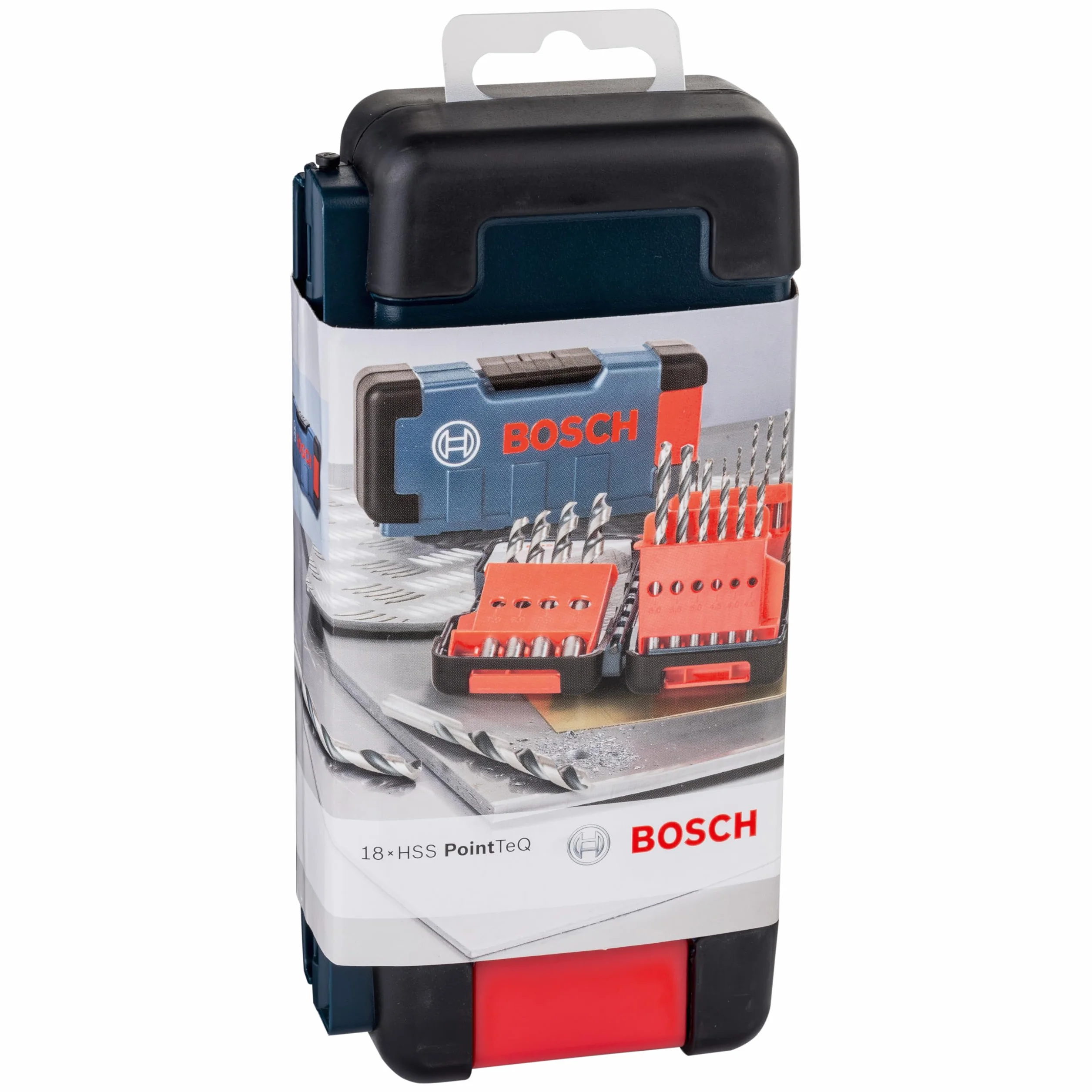 Bosch Professional 18-elem. zestaw wierteł krętych HSS PointTeQ (do Stal, Żeliwo, ToughBox, Ø 1-10 mm, Akcesoria Wiertarki/Wkrętarki)