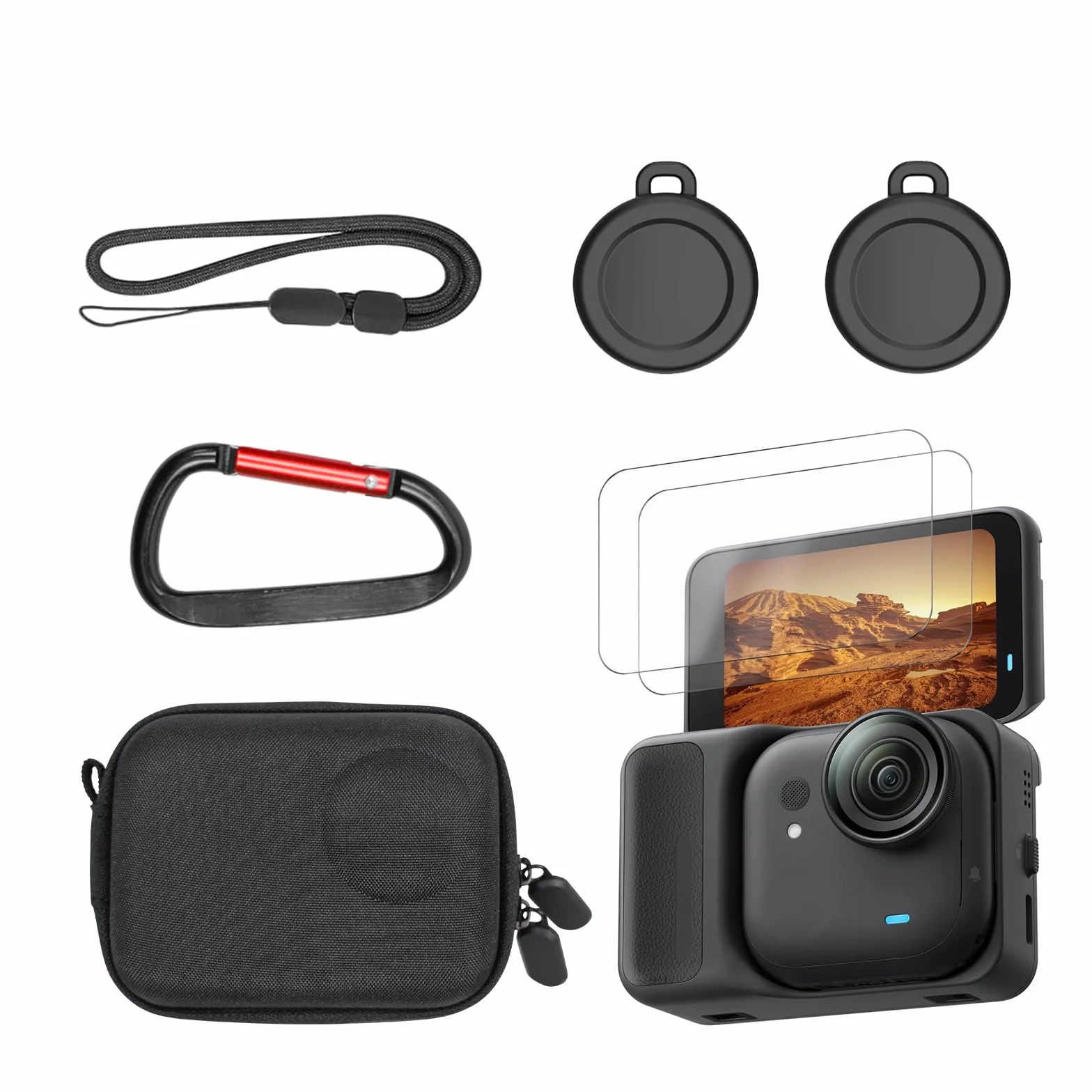 SYMIK torba do przenoszenia Insta360 GO Ultra, silikonowa osłona obiektywu, folia ochronna na wyświetlacz