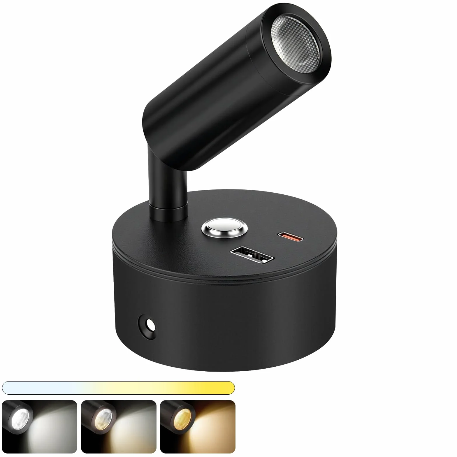 Lampa do czytania LED 12V do kampera, kamper, kinkiet lampa do łóżka z przełącznikiem dotykowym ściemniana, 3 tryby temperatury barwowej z funkcją ładowania złącza USB A+C, do oświetlenia