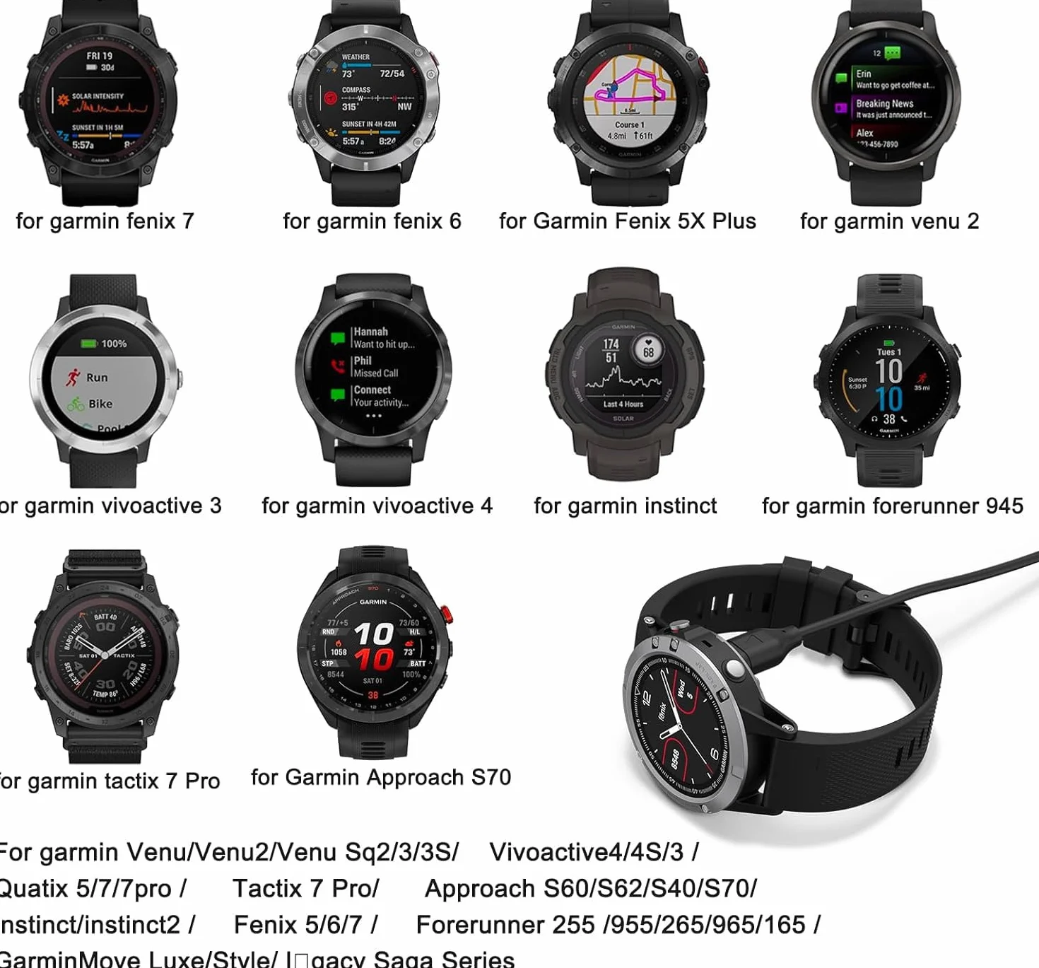Tobfit Ładowarka do zegarka Garmin Forerunner 245 935 945 45 45S 945 955 745 55 265 965 165 158, USB C kabel do ładowania