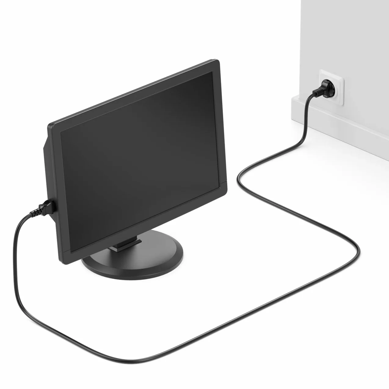 deleyCON 3,0m Kabel Zasilający Przewód Sieciowy Linia Prądu do Urządzeń Wtyk Ochronny Typ F (CEE 7/7) na Gniazdo C13 PC Komputer Monitor Drukarka Projektor - Czarny