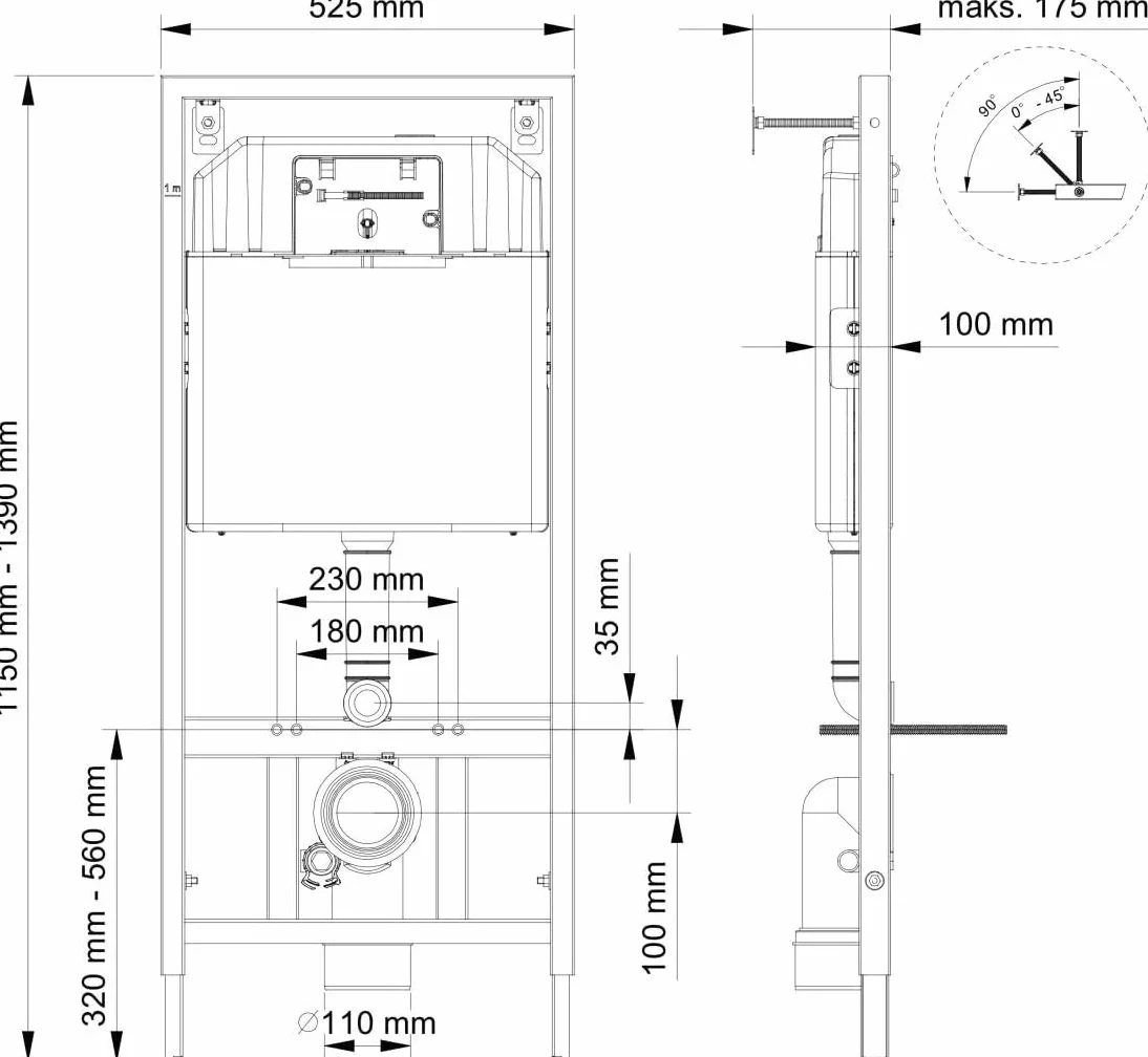 Element podtynkowy WC podtynkowy, spłuczka ECO, spłuczka podtynkowa, pisuar, element montażowy, bidet, spłuczka podtynkowa, element wiszący + przycisk (SL DRY 80 Karina)