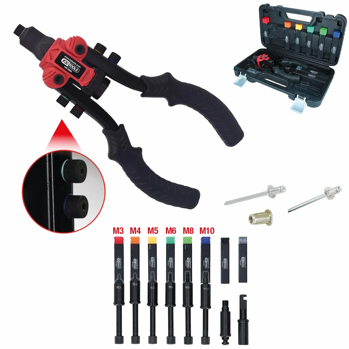 KS Tools 150.9805 3 w 1 Zestaw nitownicy, 15-szt
