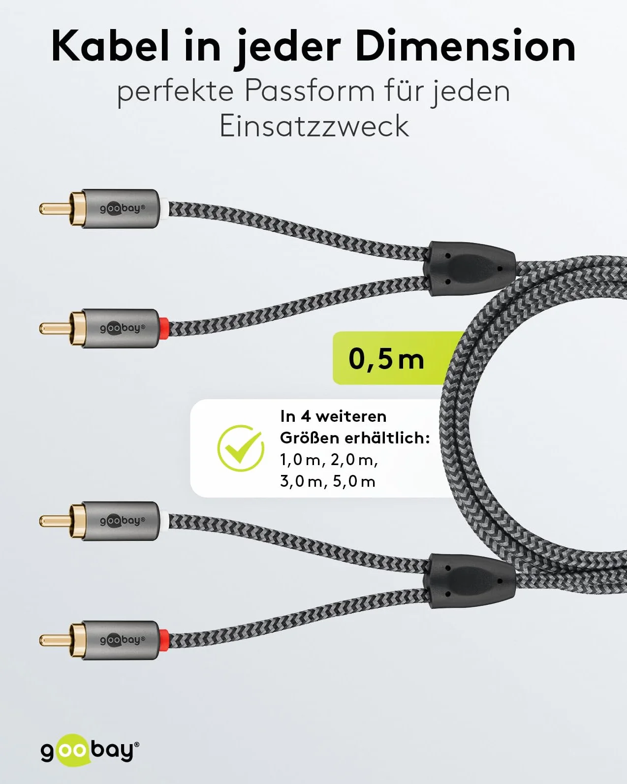 goobay kabel stereo cinch 0,5 m RCA audio pozłacany