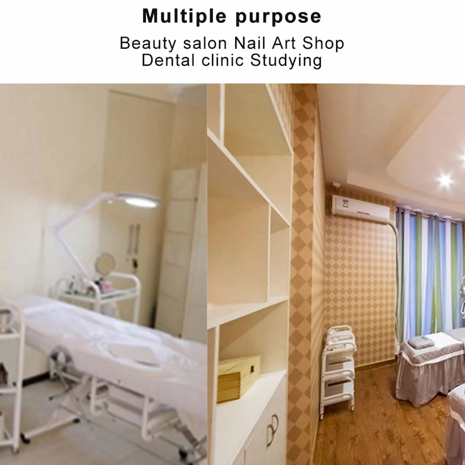 Lampa do tatuażu LED, 8-krotnie powiększająca lampa podłogowa z regulowaną wysokością, 120 kulek lampy, obrót o 360 °, 5 kół wielokierunkowych, salonowe zimne światło do