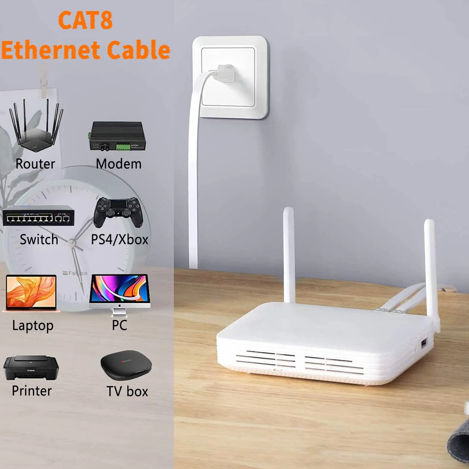 Ercielook kabel Lan 4m Cat8, wysokoprędkościowy kabel sieciowy 40 Gb/s, pozłacane złącze RJ45