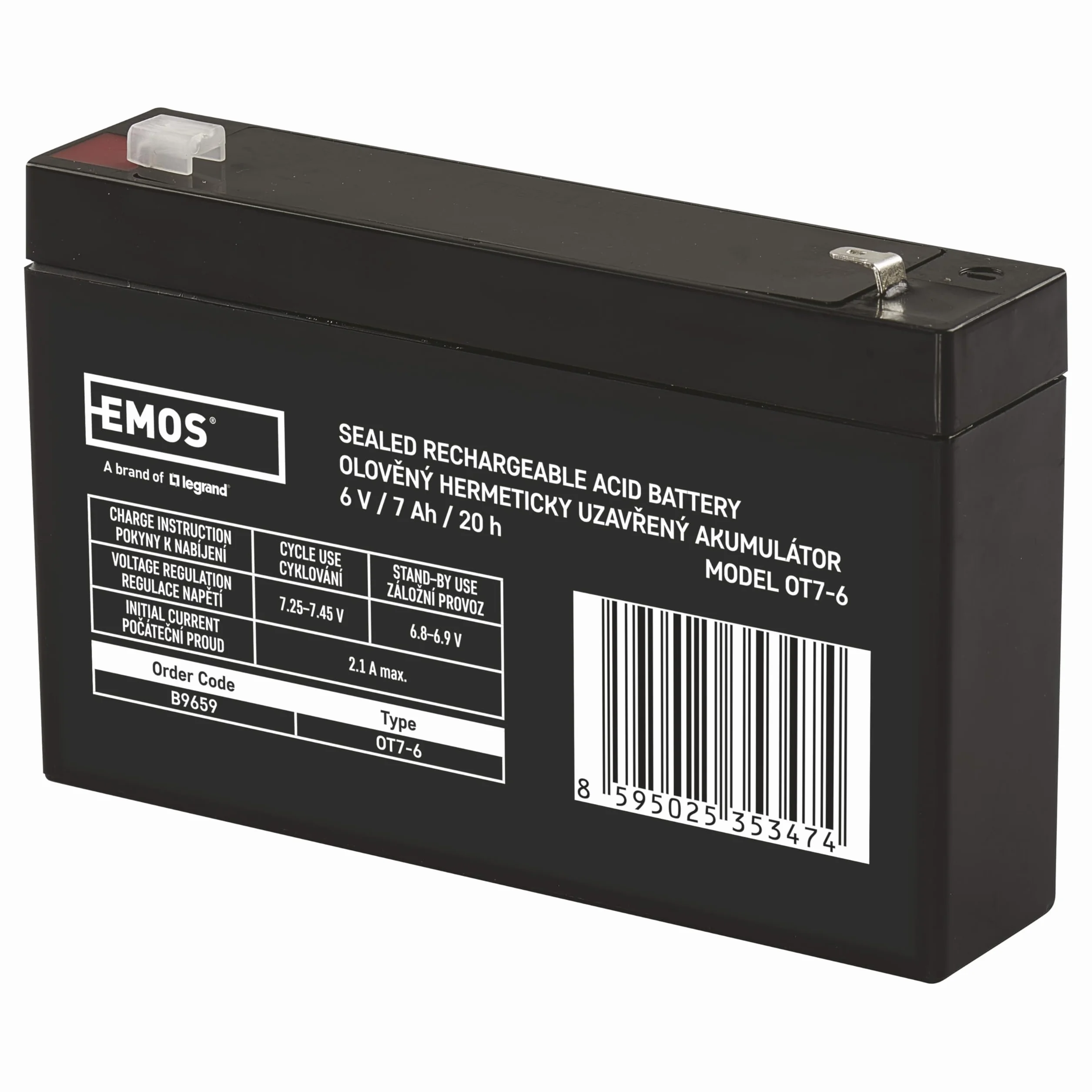 EMOS B9659 Akumulator ołowiowy 6V 7 Ah do systemów alarmowych UPS