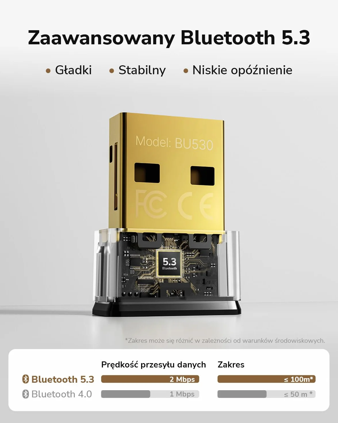 Cudy Adapter USB Bluetooth do komputera, odbiornik Bluetooth 5.3, Plug and Play, rozmiar nano, obsługuje Windows 11/10/8.1/7 do komputera stacjonarnego, laptopa, drukarki