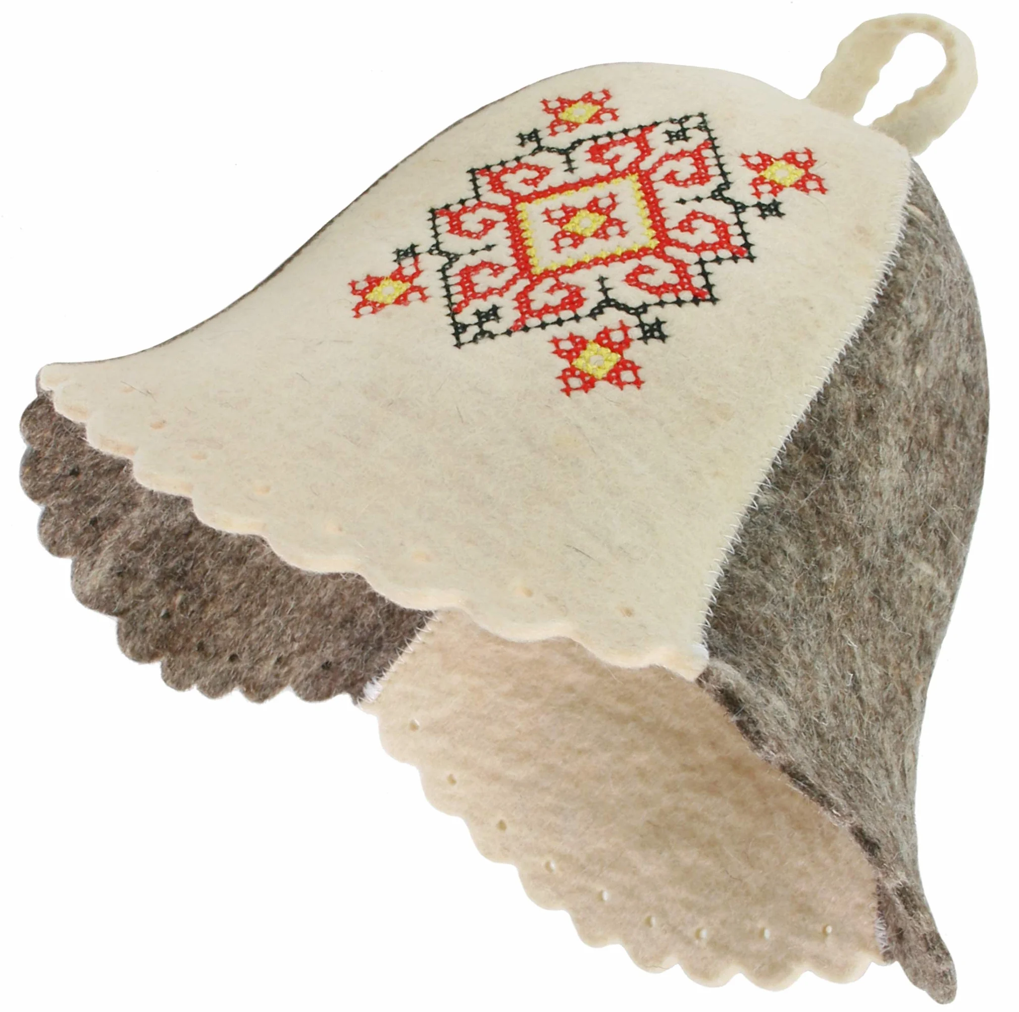 PetriStor Kapelusz do sauny ukraiński ornament kapelusz do łaźni/waporarium dla mężczyzny/kobiety naturalny filc