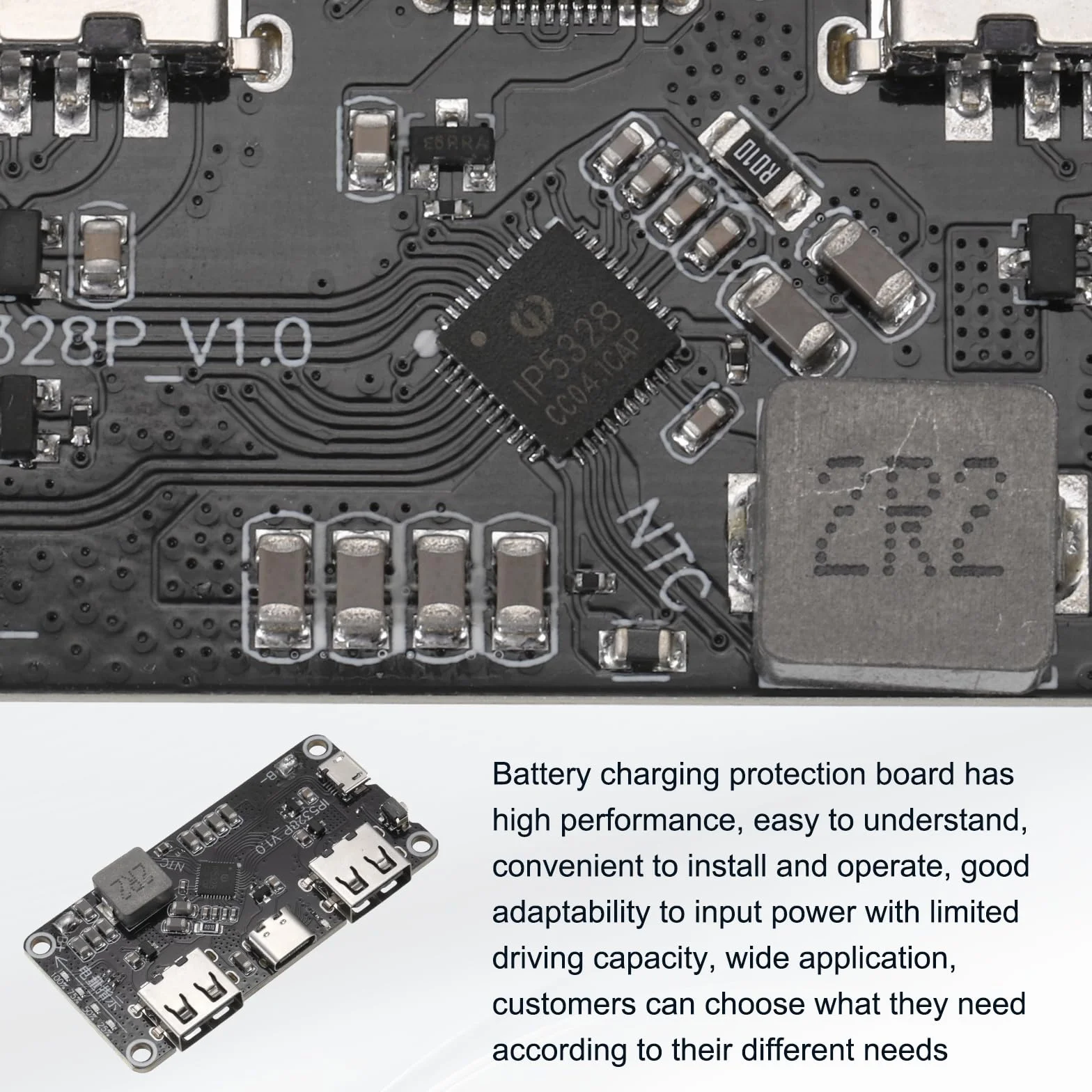 QUARKZMAN IP5328P dwukierunkowy moduł szybkiego ładowania 18W 5A 3,7V-12V USB-C