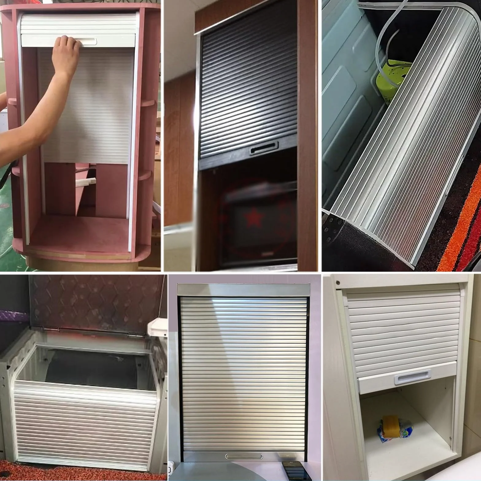 Zestaw drzwi przesuwnych Tambour Door Decorativ do szafek kuchennych, proste, wielokrotnego użytku, listwowe drzwi przesuwne Tambour do kampera/kampera/szafki na sprzęt AGD, niewie