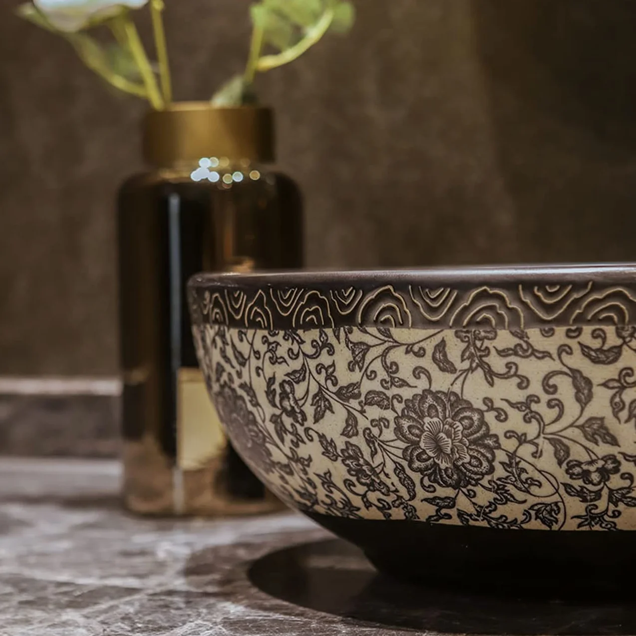 Umywalka Nablatowa, Umywalka Łazienkowa Nablatowa Z Porcelany, Ceramiczna Umywalka Artystyczna Z Kranem I Odpływem