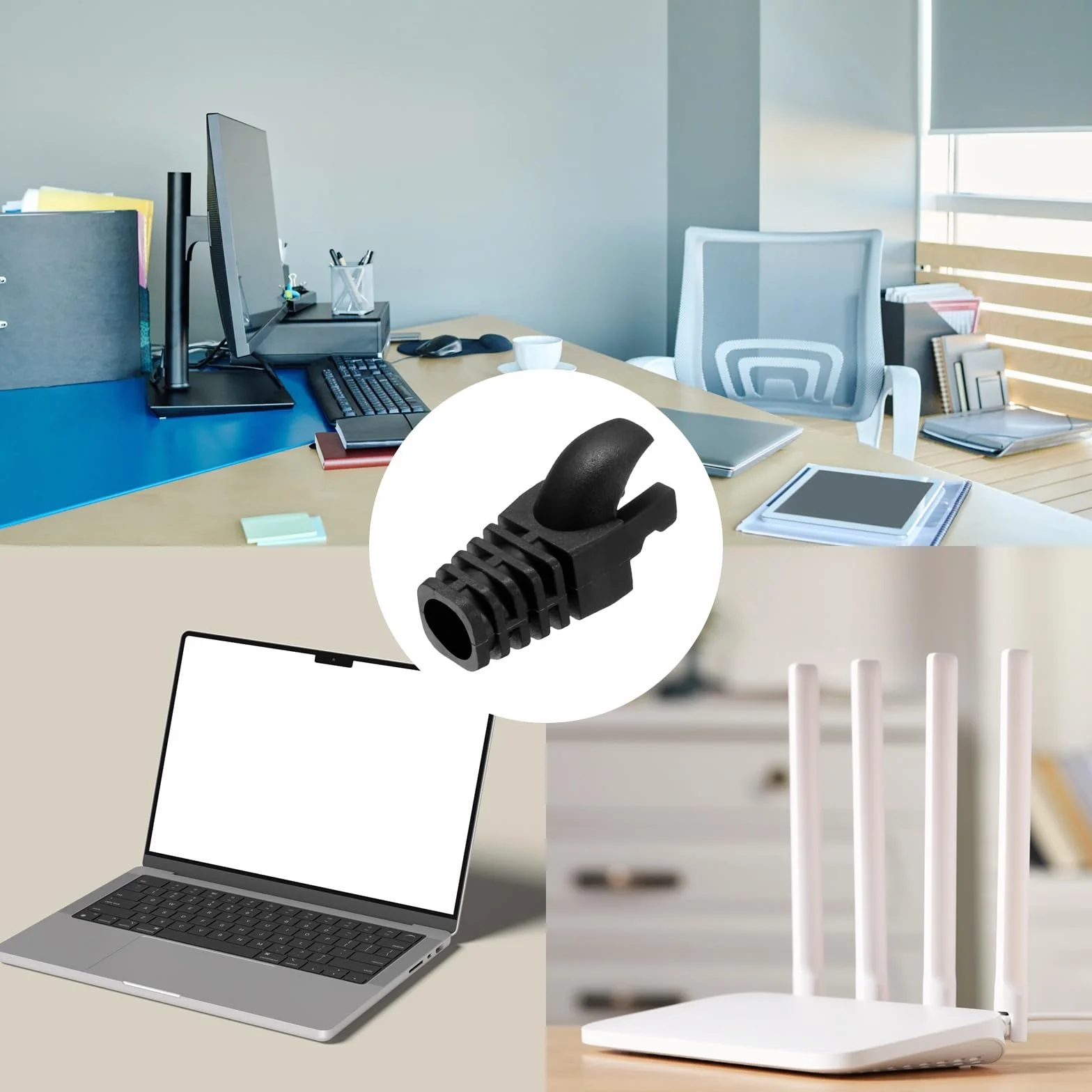 PATIKIL Osłona wtyczki RJ45 50 szt. Cat5 Cat5E Cat6 Cat7 kabel sieciowy czarna