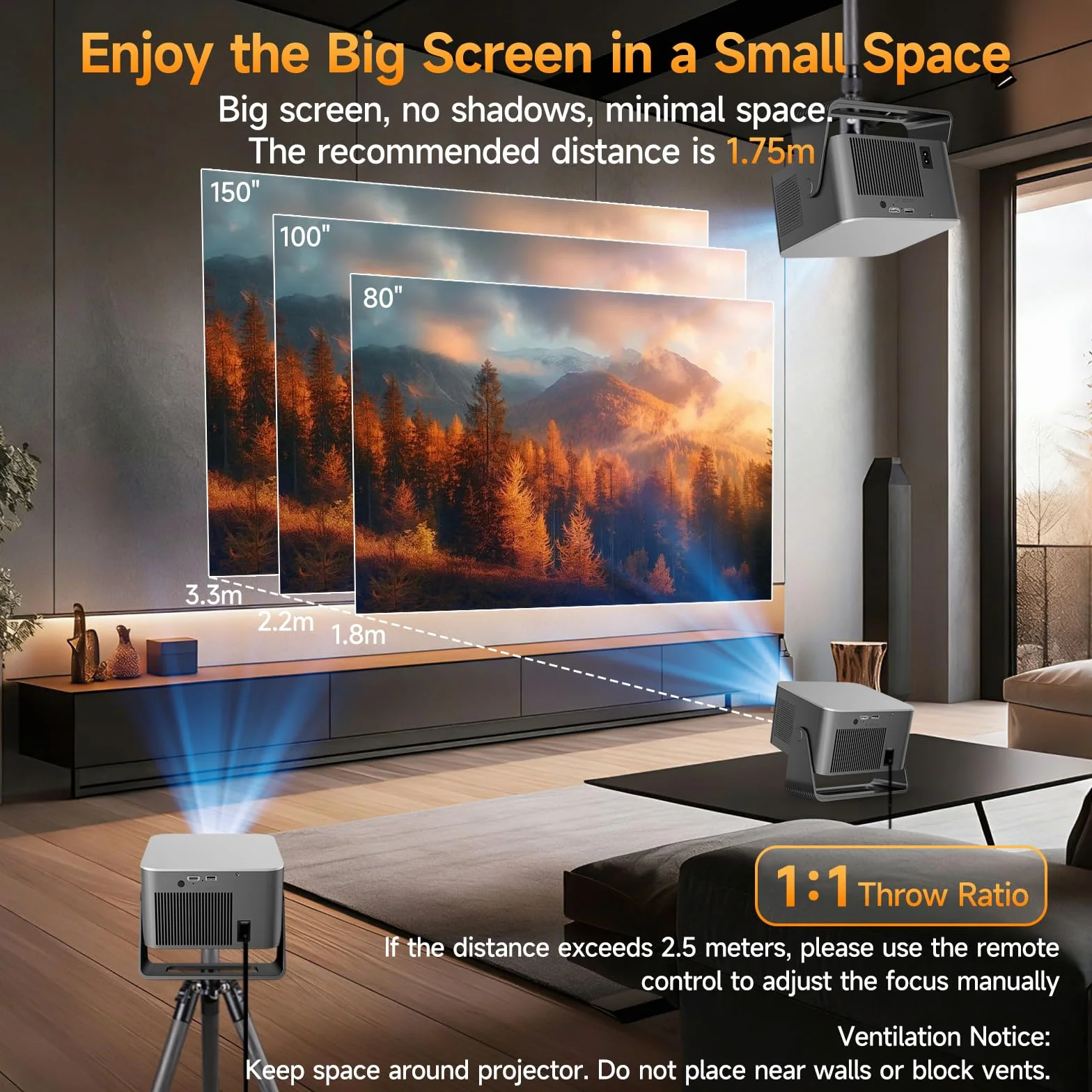 Projektor 4K z Google TV, Full HD 1080p, Bluetooth, WiFi, autofokus, korekcja trapezu, mini projektor kina domowego