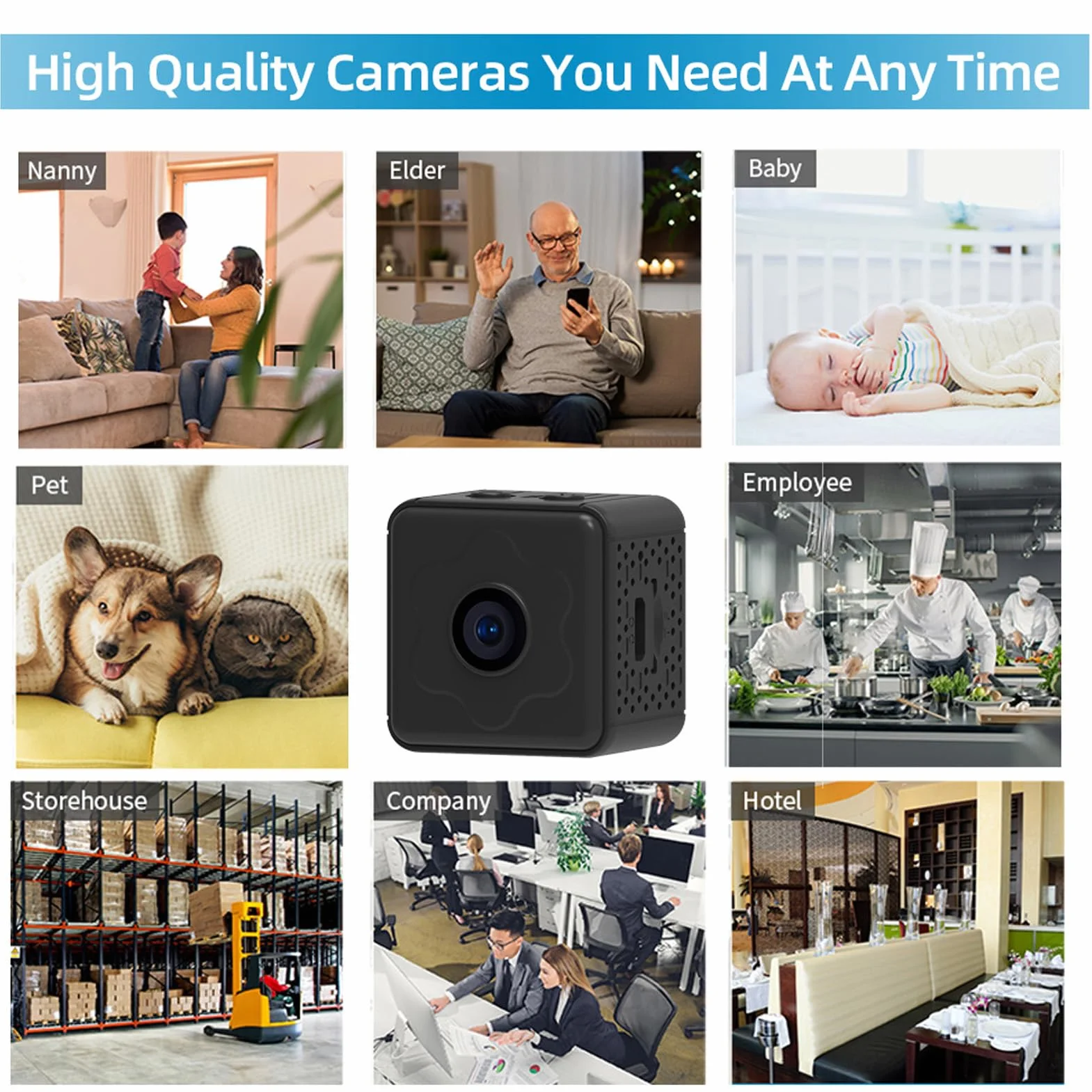 Ukryta Kamera Szpiegowska, Mała Kamera Bezprzewodowa Wi-Fi 1080P z detekcją Ruchu, Noktowizor, Rozmowa Dwukierunkowa, montaż Magnetyczny, Wideo w Pętli, Wideo Szerokokątne,