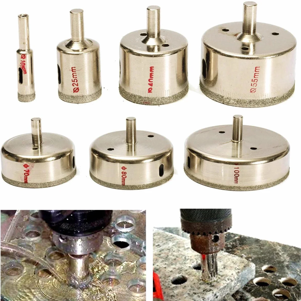 VIDOO 7szt Otwornice Diamentowe 10-100mm Zestaw do Płytek Ceramiki Szkła Porcelany Marmuru