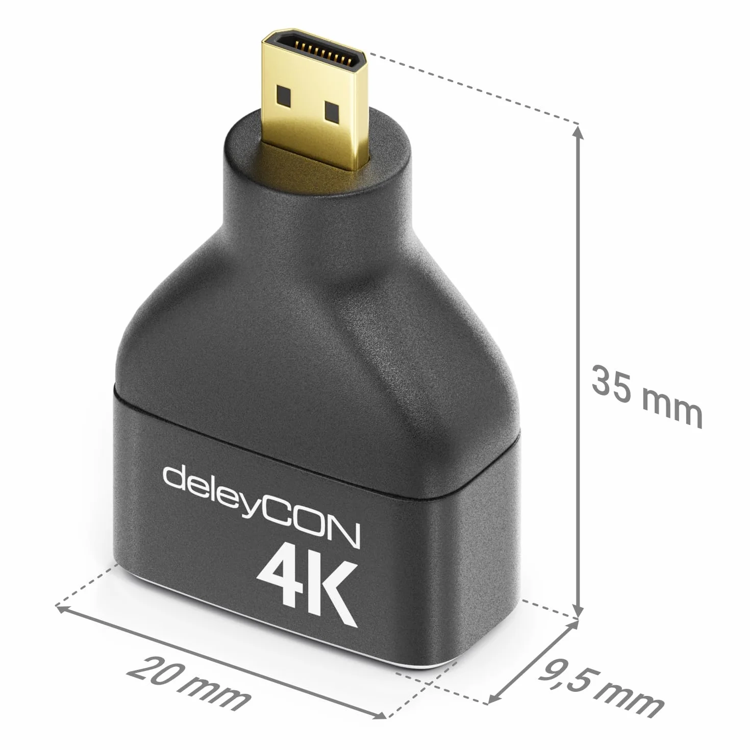 deleyCON Adapter Micro HDMI Aluminium 4K@60Hz 2K@120Hz UHD HDMI 2.0 18 Gb/s Czarny