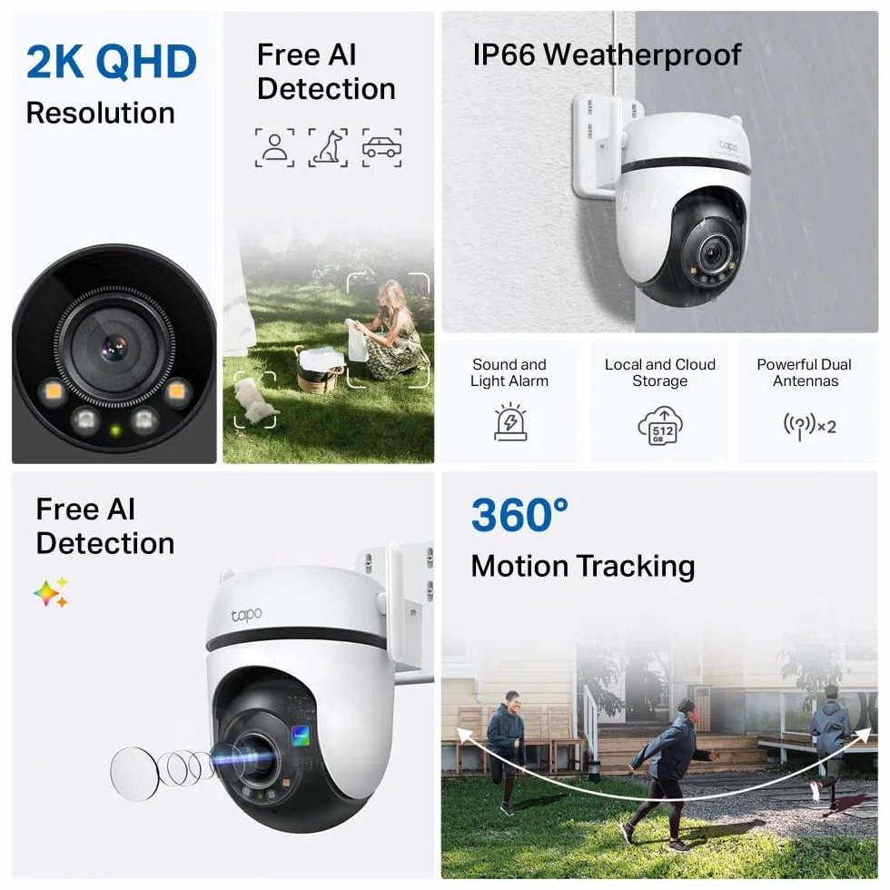 TP-Link Tapo C52A Kamera Wi-Fi 2K QHD podwójny obiektyw szeroki kąt 150° zbliżenie tryb nocny detekcja AI Alexa Google Home