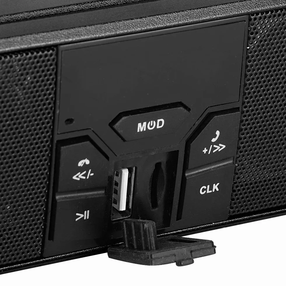 Qiilu Modyfikacja motocykla Kierownica System USB Odtwarzanie Antypoślizgowy Wodoodporny System dźwiękowy Głośniki stereo (czarne)