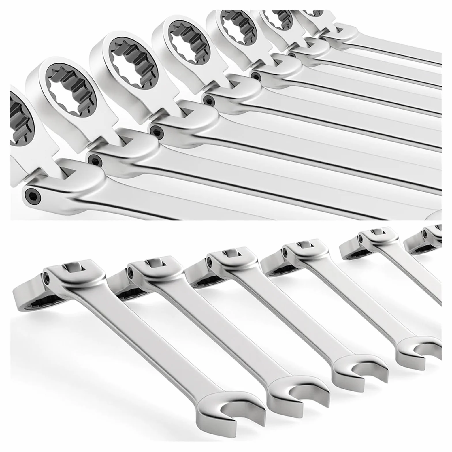 Zestaw Kluczy Płasko-oczkowych Z Grzechotką 6-23 Mm, Metryczny, Główka Elastyczna, Klucz Grzechotkowy, Stal Chromowo-wanadowa Wydajne I Praktyczne(8pcs)