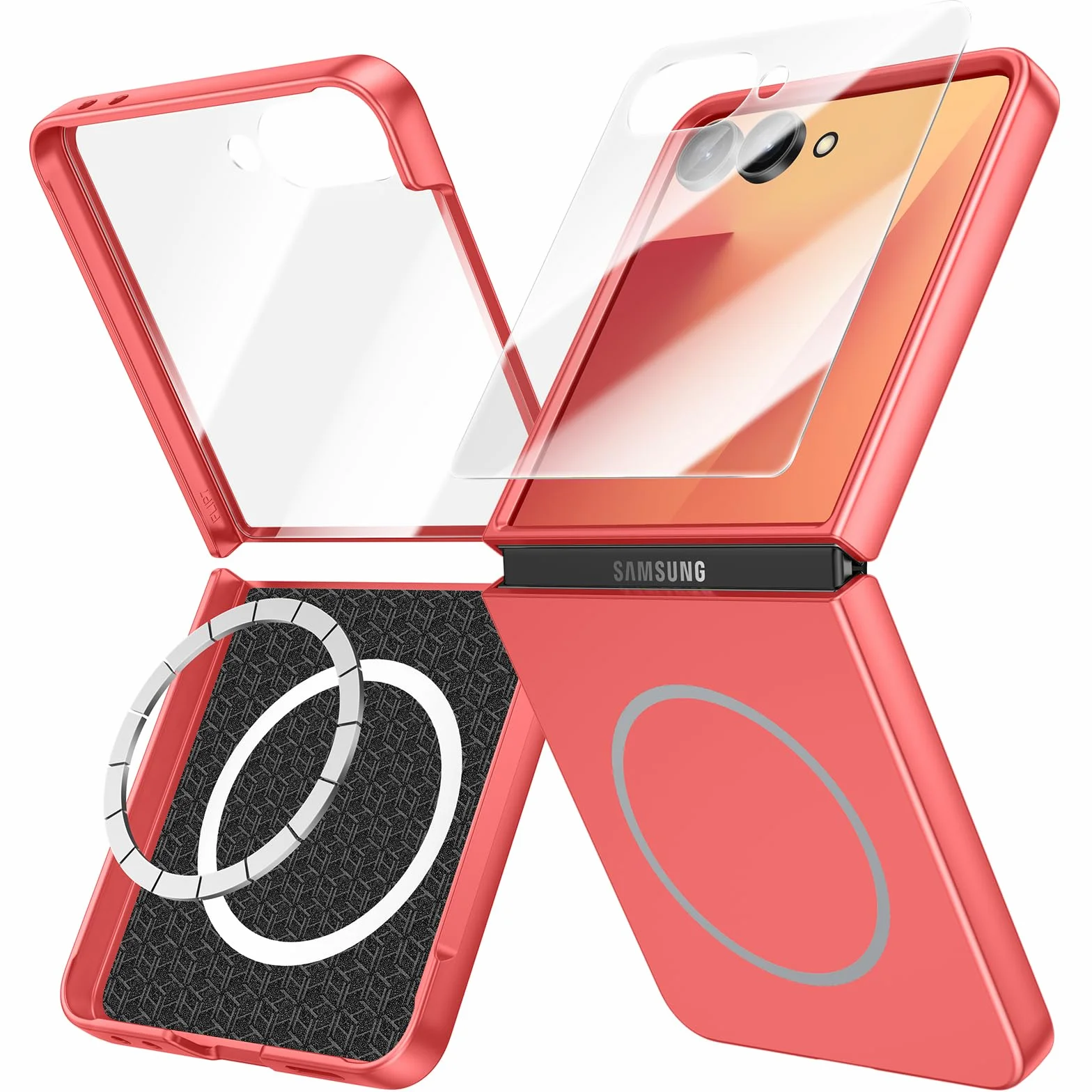 Etui ochronne Samsung Galaxy Z Flip 7 Mag Safe, ultracienkie, wbudowana osłona ekranu, twarde PC