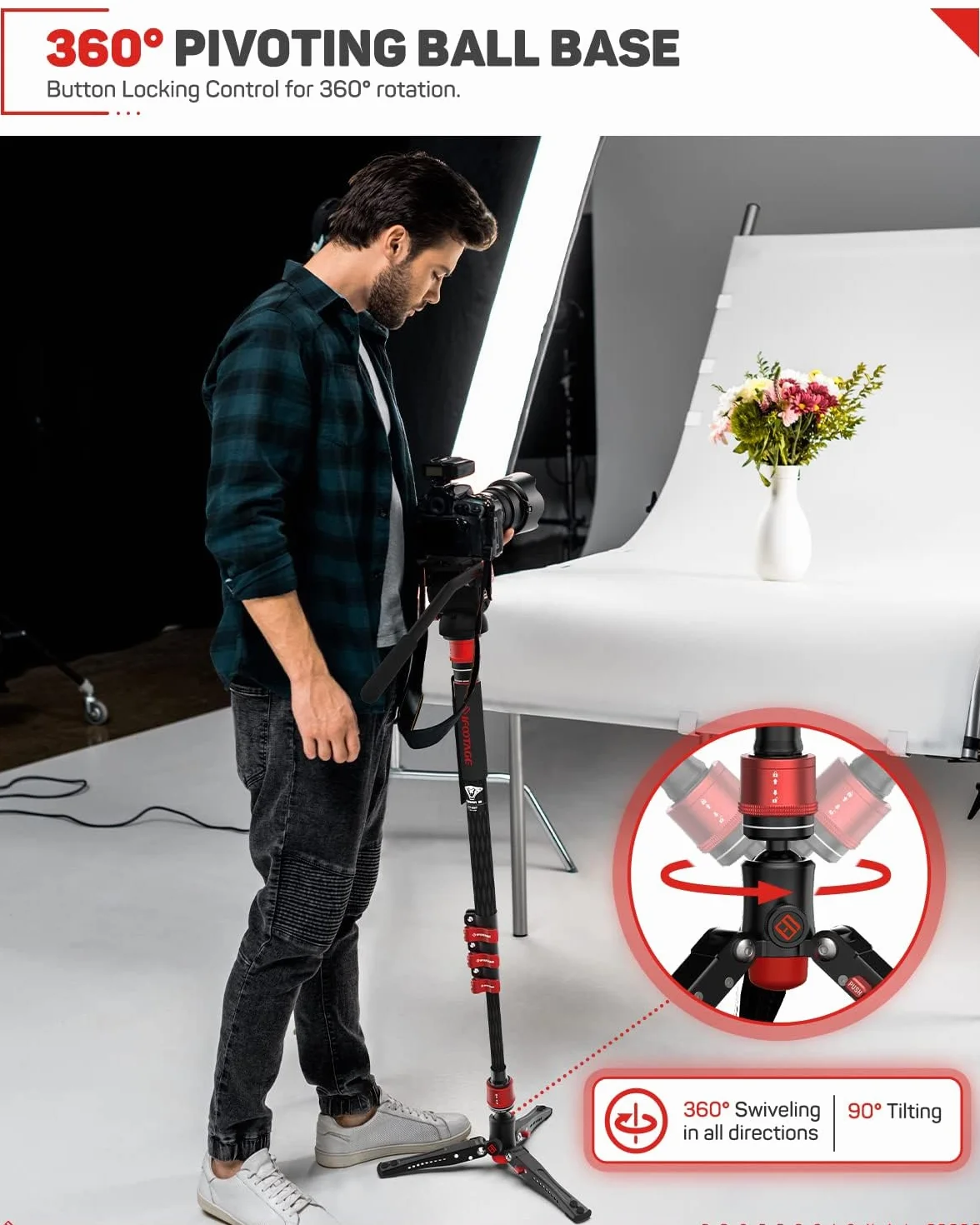 IFOOTAGE Cobra 3 C180F statyw monopodowy z włókna węglowego 8 kg 180 cm