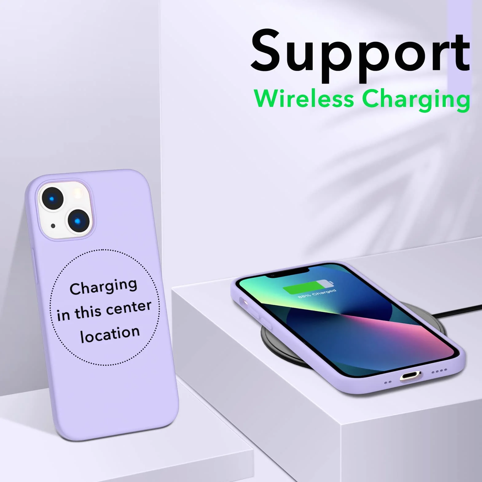 ORNARTO Kompatybilne z iPhone 13 Mini etui, smukłe etui z płynnego silikonu 3 warstwowe w pełni pokryte miękkim żelowym gumowym etui z mikrofibry 5,4 cala - Jasny fiolet