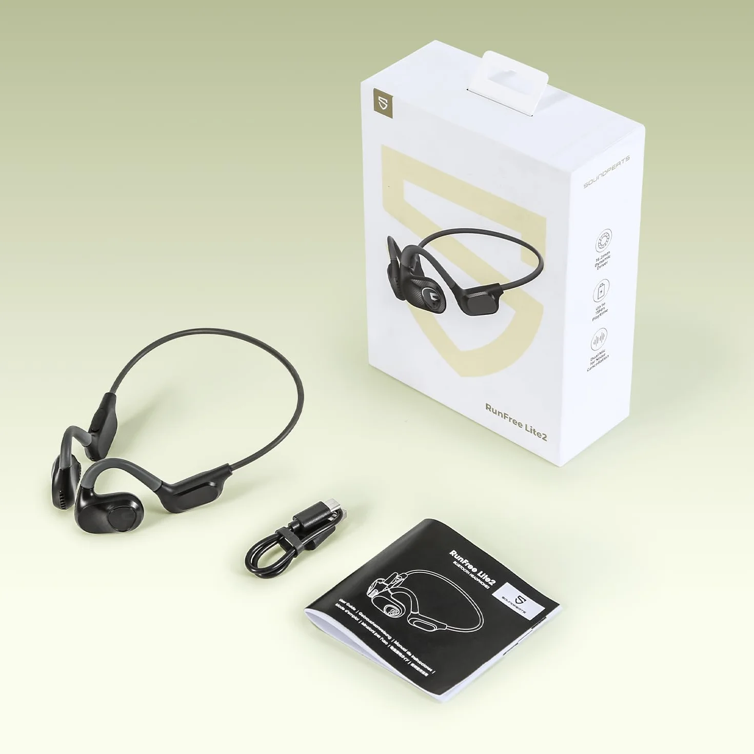 SoundPEATS Runfree Lite2 Słuchawki otwarte Bluetooth 5.3, bezprzewodowe słuchawki douszne z przewodnictwem powietrznym i 2 mikrofonami, wygodne dopasowanie do sportu i pracy, kontrola aplikacji