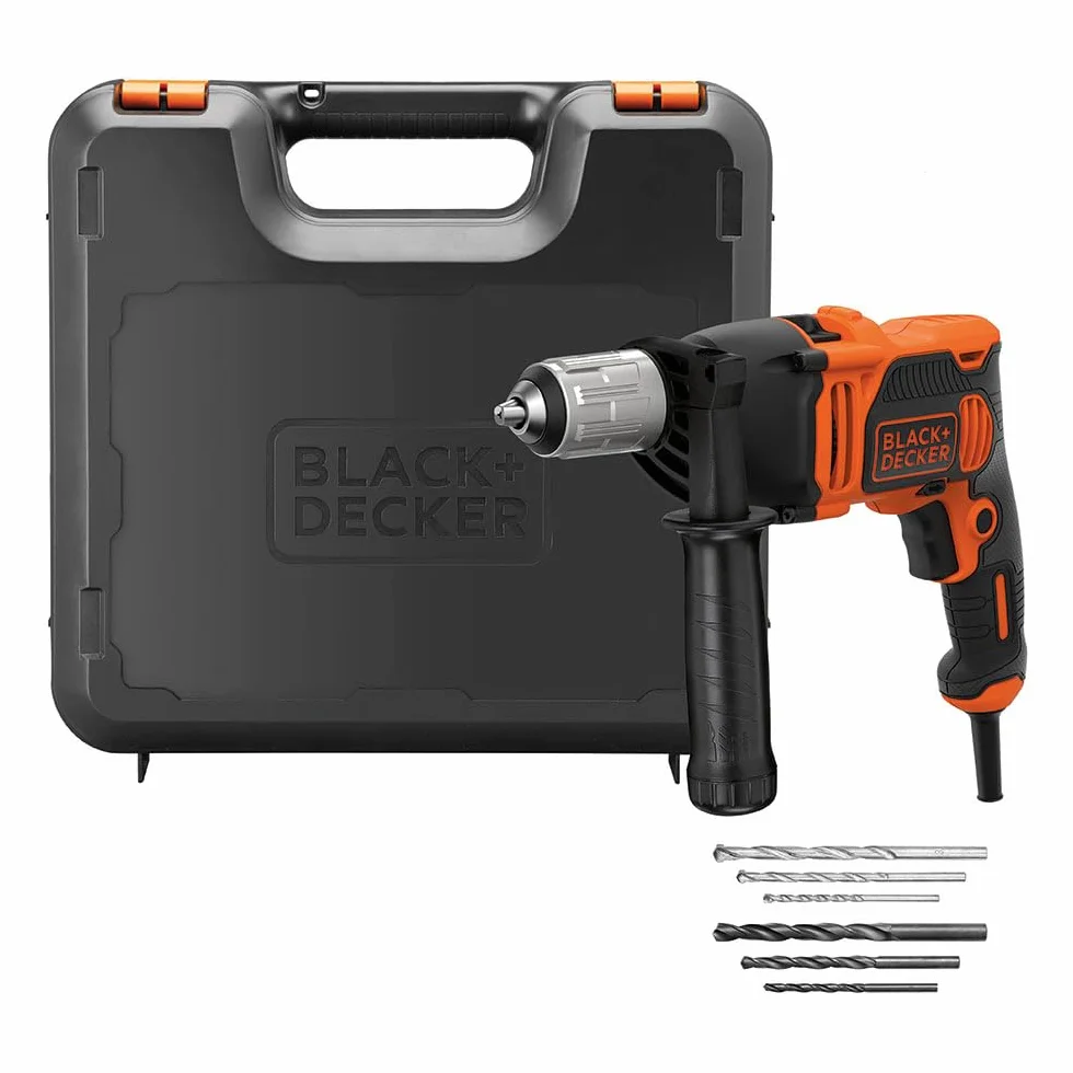BLACK & DECKER Solidny Taladro percutor 850w, portawiertłos 13mm metal, 0-3.100 rpm, 54.400 ipm. incluye 3 wiertłos (mampostería), 3 wiertłos (drewno dla profesjonalistów i majsterkowiczów 850w 13mm