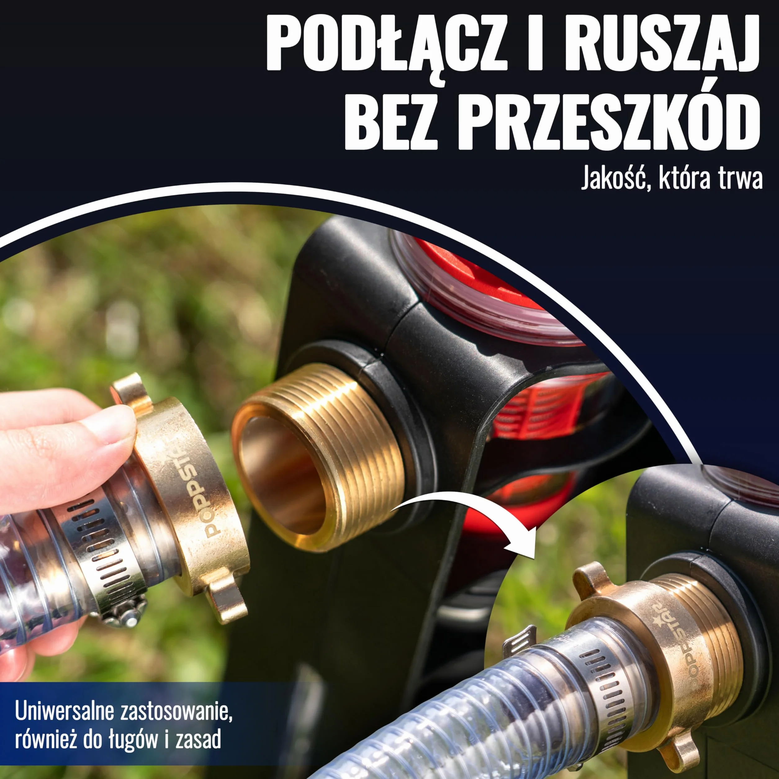Poppstar Wąż ssący 1 cal 4m (ID 25mm, AD 33mm, grubość ścianki 4mm), w zestawie kosz ze stali nierdzewnej z zaworem zwrotnym, nakrętka zaciskowa ID 1 1/4" (41,9mm), kawałek redukcyjny AD 1" (33,3mm)