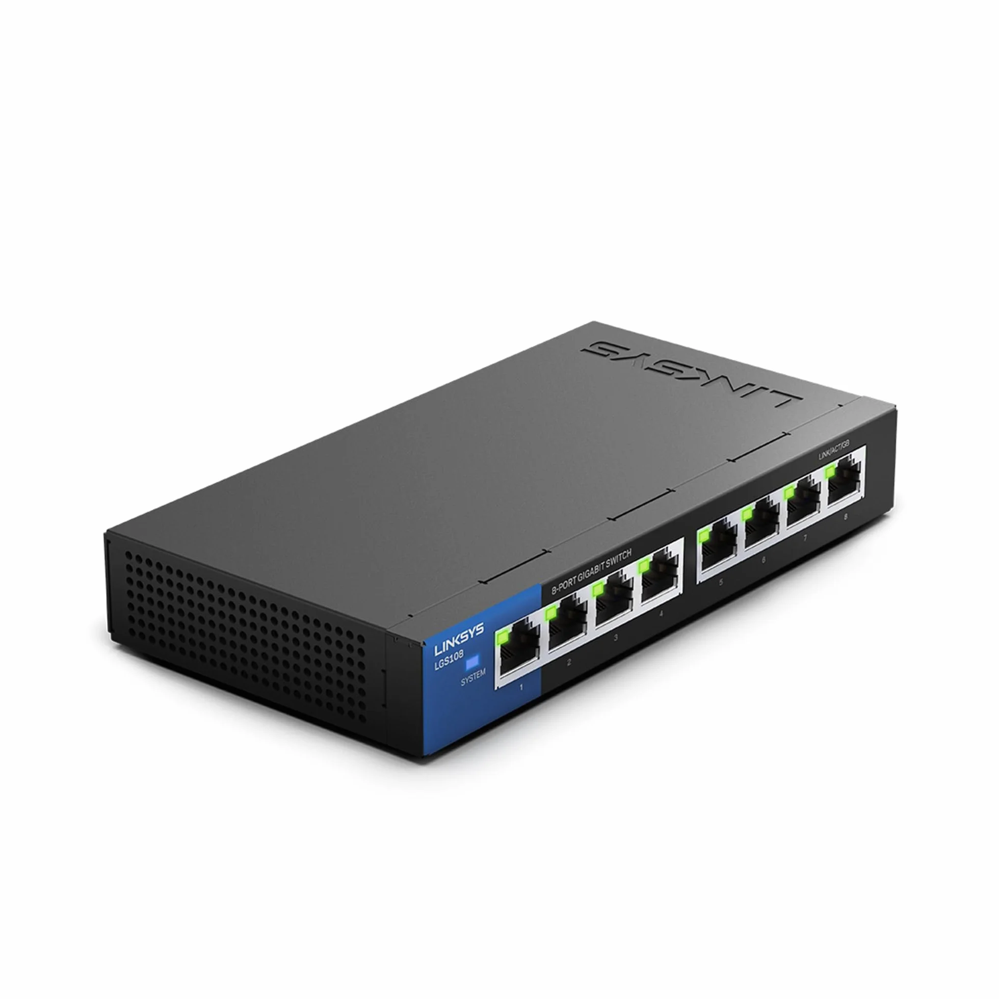 Linksys LGS108-EU 8-portowy Przełącznik Sieciowy Gigabit (bez wentylatora, funkcja Auto Sensing, funkcja oszczędzania energii), Czarny