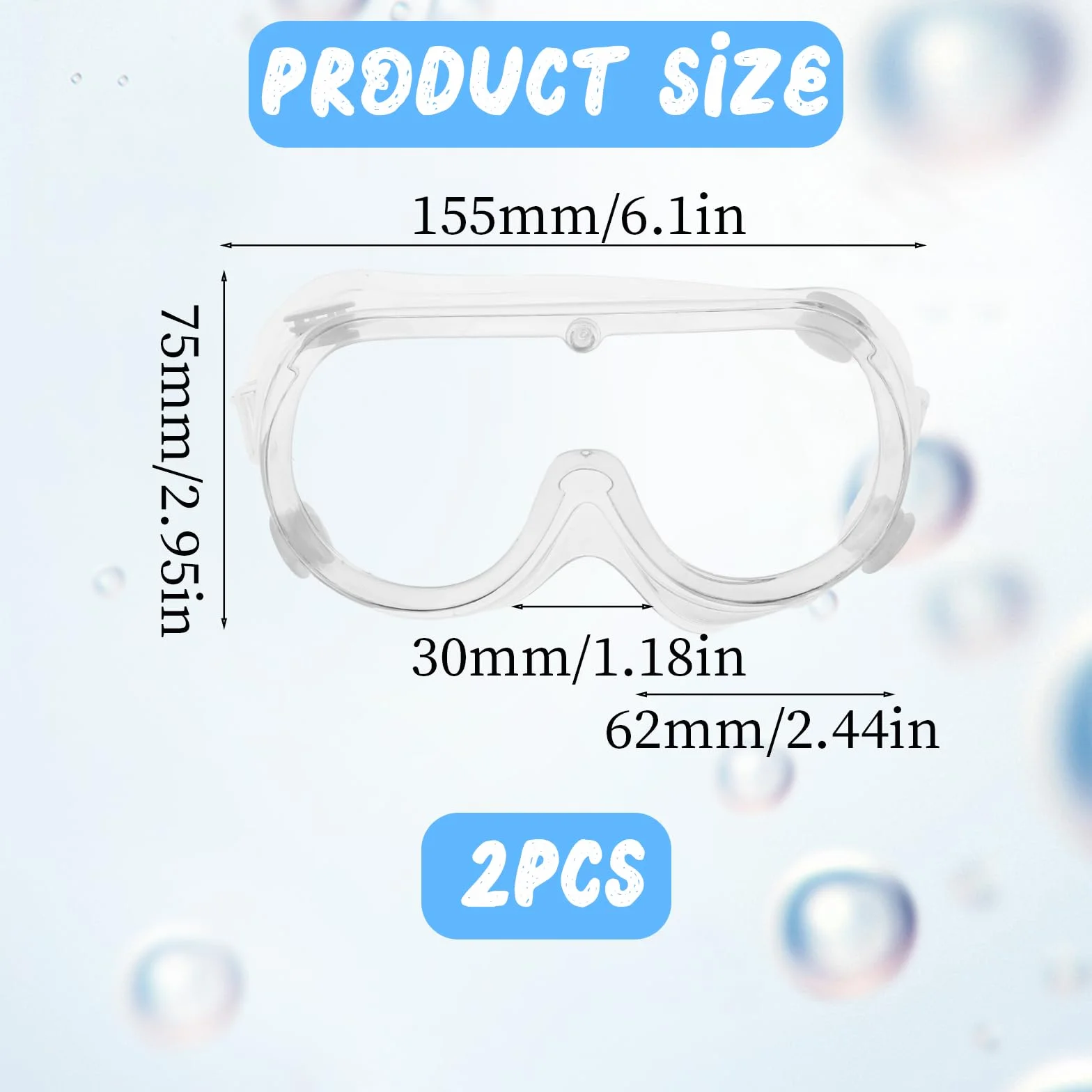 COMNICO 2 sztuki okularów ochronnych, okulary robocze, przezroczyste soczewki, szerokie pole widzenia, lekkie okulary, regulowany pasek, elastyczna oprawka, pyłoszczelne okulary ochronne, ochrona