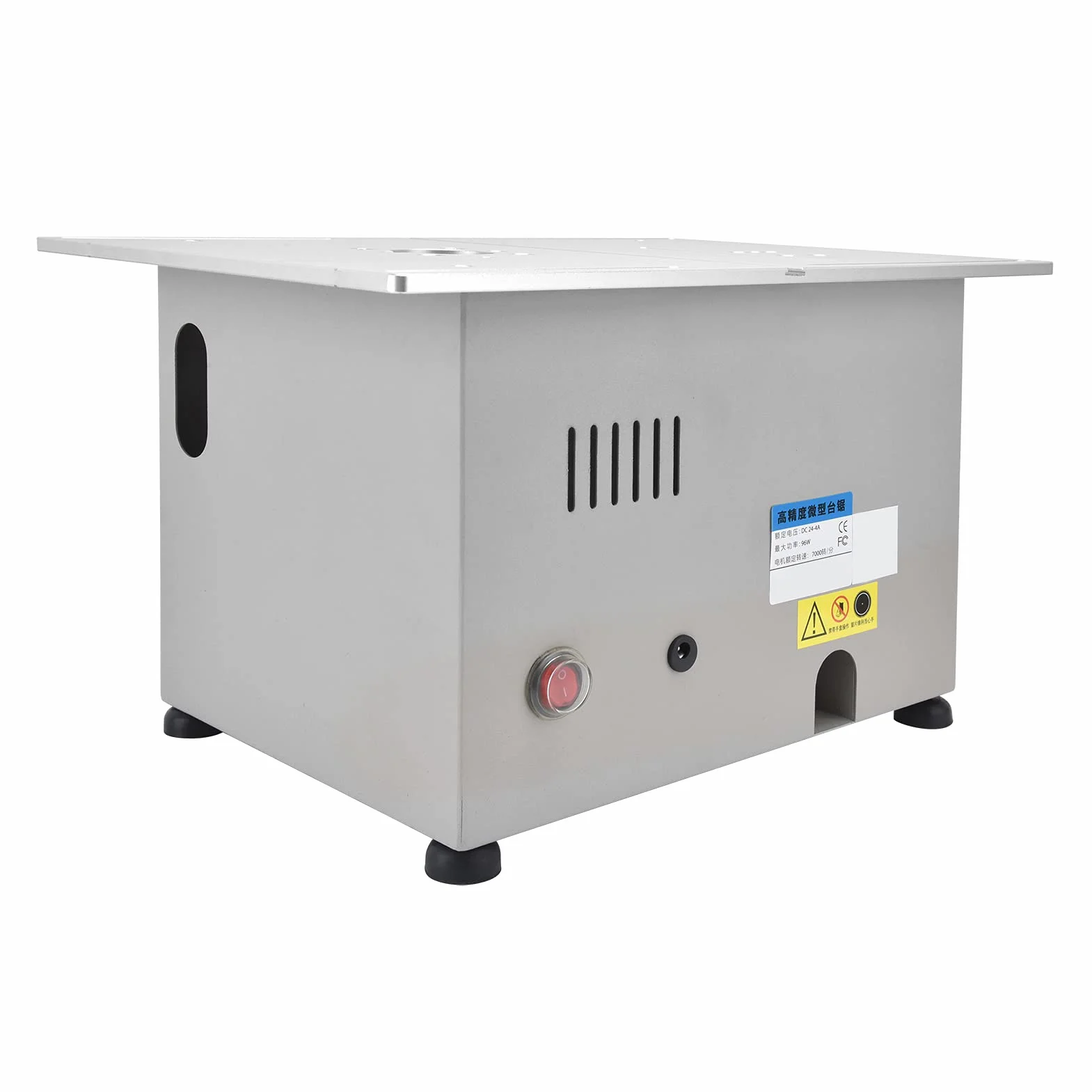 Piła stołowa Elektryczna mini przenośna piła stołowa Narzędzie do cięcia drewna na biurko DC12 24 V 96 W Mocny silnik Regulowany kąt linijki Precyzyjna skala laserowa (diamentowe srebro)