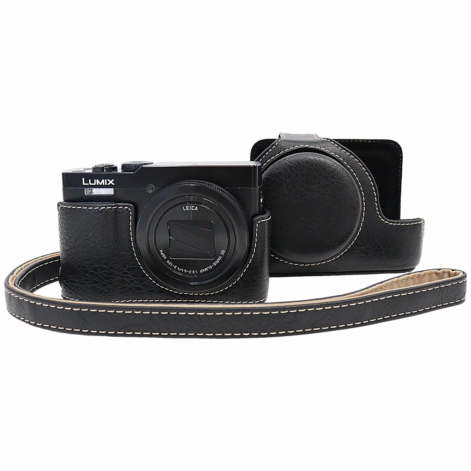 Etui ze Skóry PU do Panasonic Lumix DC-TZ99, Odporny na Zarysowania, Czarny
