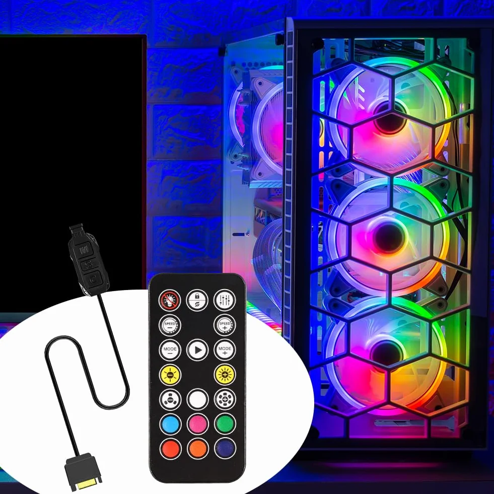 ARGB kontroler z pilotem zdalnego sterowania 5V 3-pin SATA Power RGB Fan Hub do wentylatorów