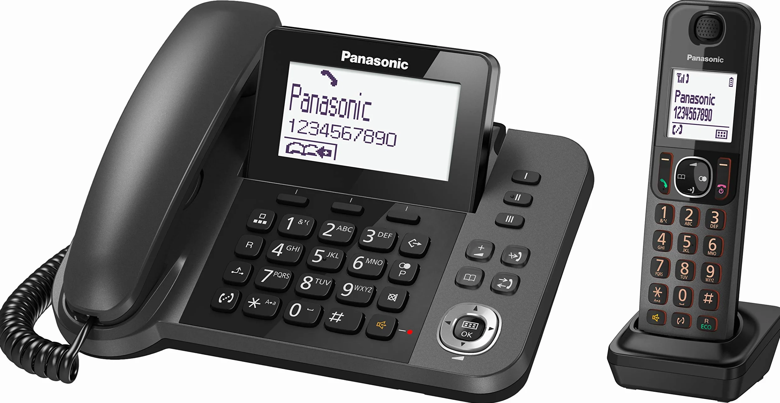 Panasonic Telefon Stacjonarny Czarny 16,3 x 22,2 x 10,3 cm