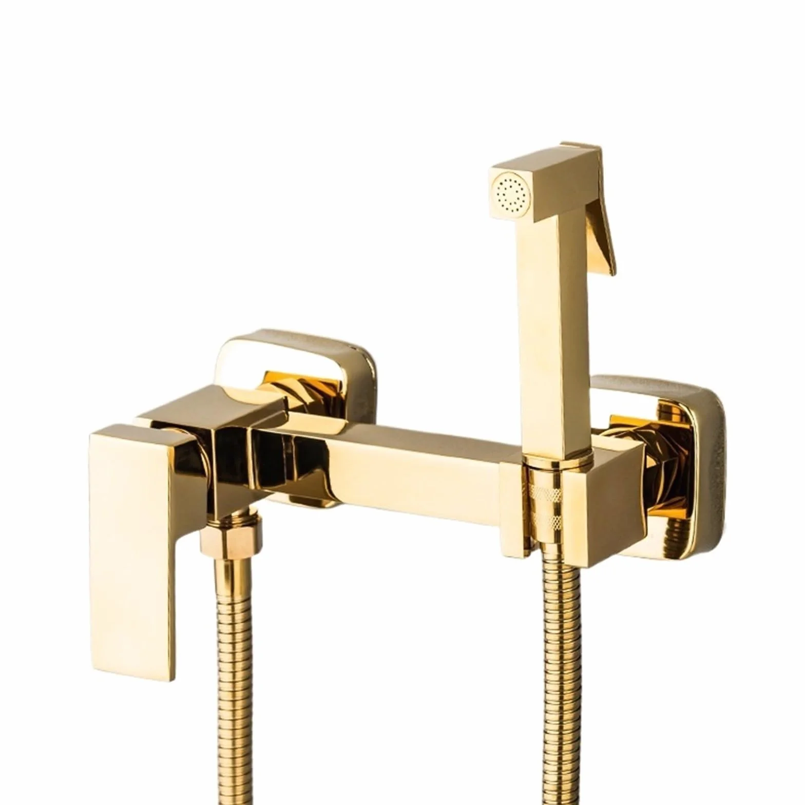 Bidet Bateria prysznicowa złota, higieniczna armatura natryskowa, bateria z mieszaczem ciepłej i zimnej wody, czarna bateria toaletowa (złota)