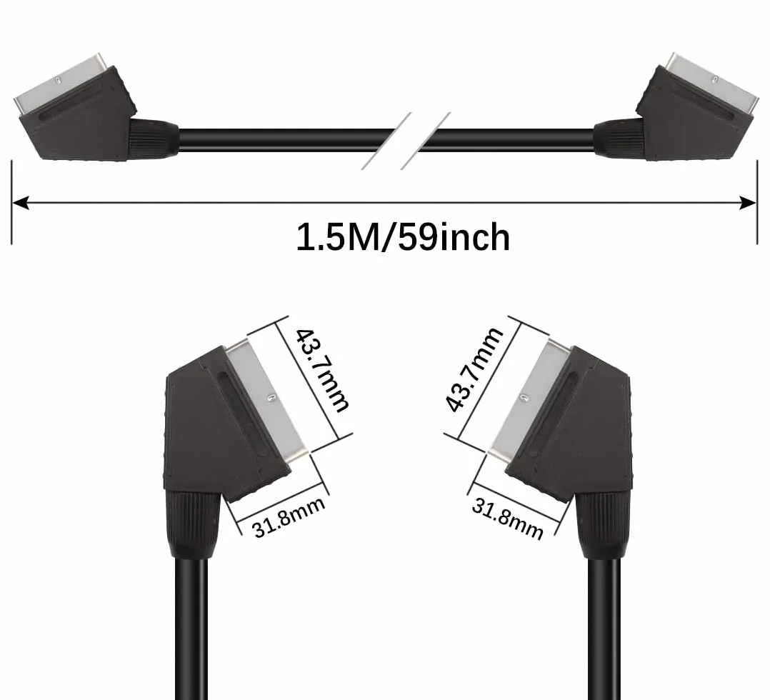 YAODHAOD SCART Kabel ocynkowany 1,5 m 21-biegunowy Full HD