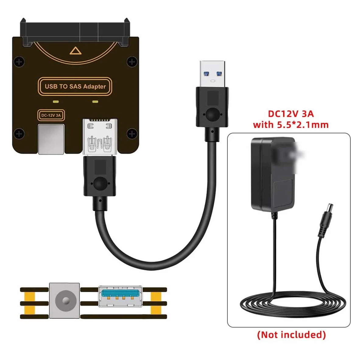 Adapter SAS SFF-8482 na USB 3.0 5 Gb/s 29-pinowy