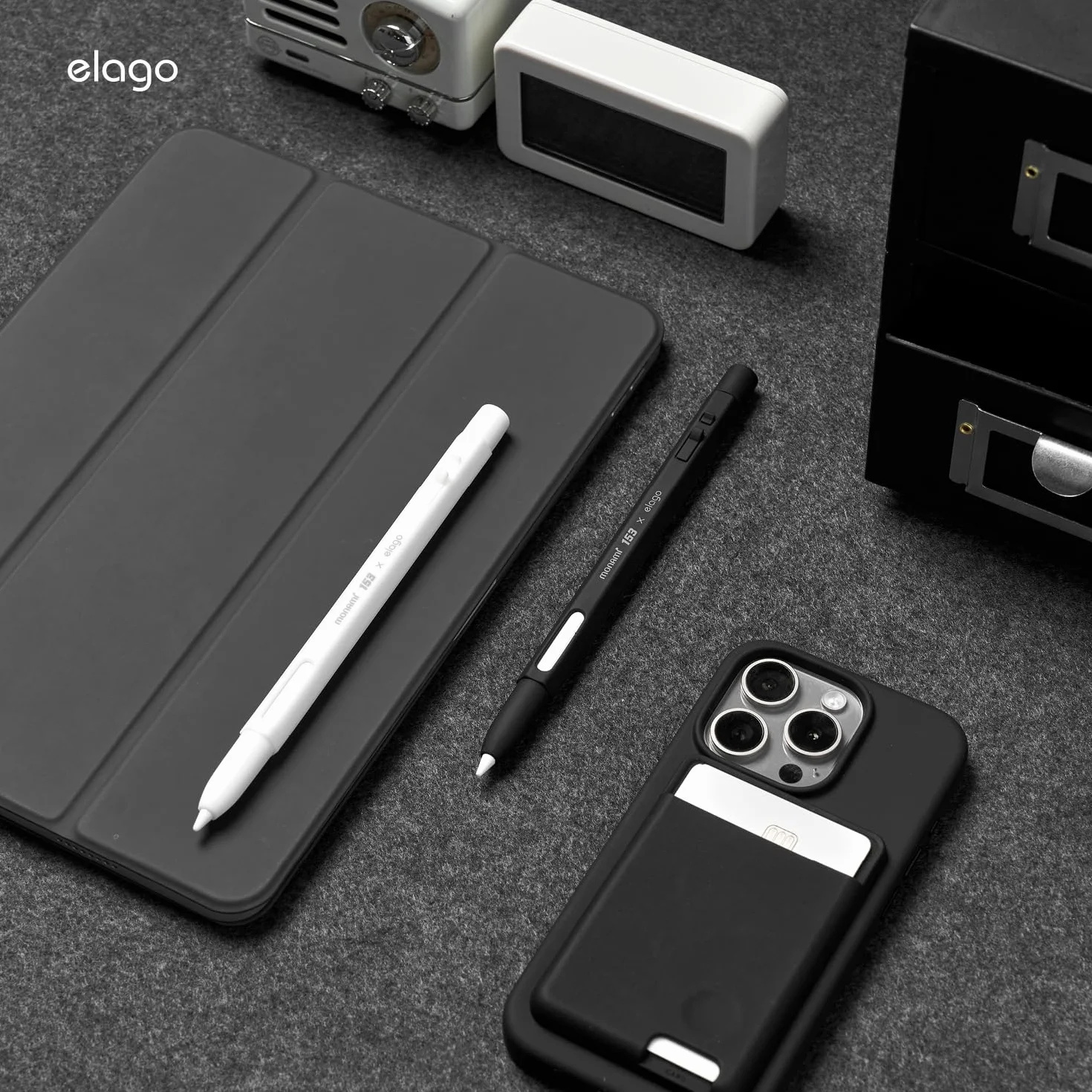elago x MONAMI etui kompatybilne z Apple Pencil Pro i Apple Pencil 2. generacji, ładowanie magnetyczne, podwójne dotknięcie