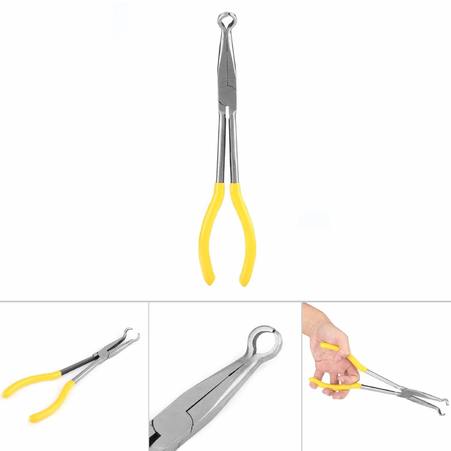 Szczypce długie z zakrzywionym nosem, 270 mm ekstra długie szczypce 45/90 stopni z zakrzywionym nosem lub końcówką w kształcie litery O Narzędzie do napraw ręcznych