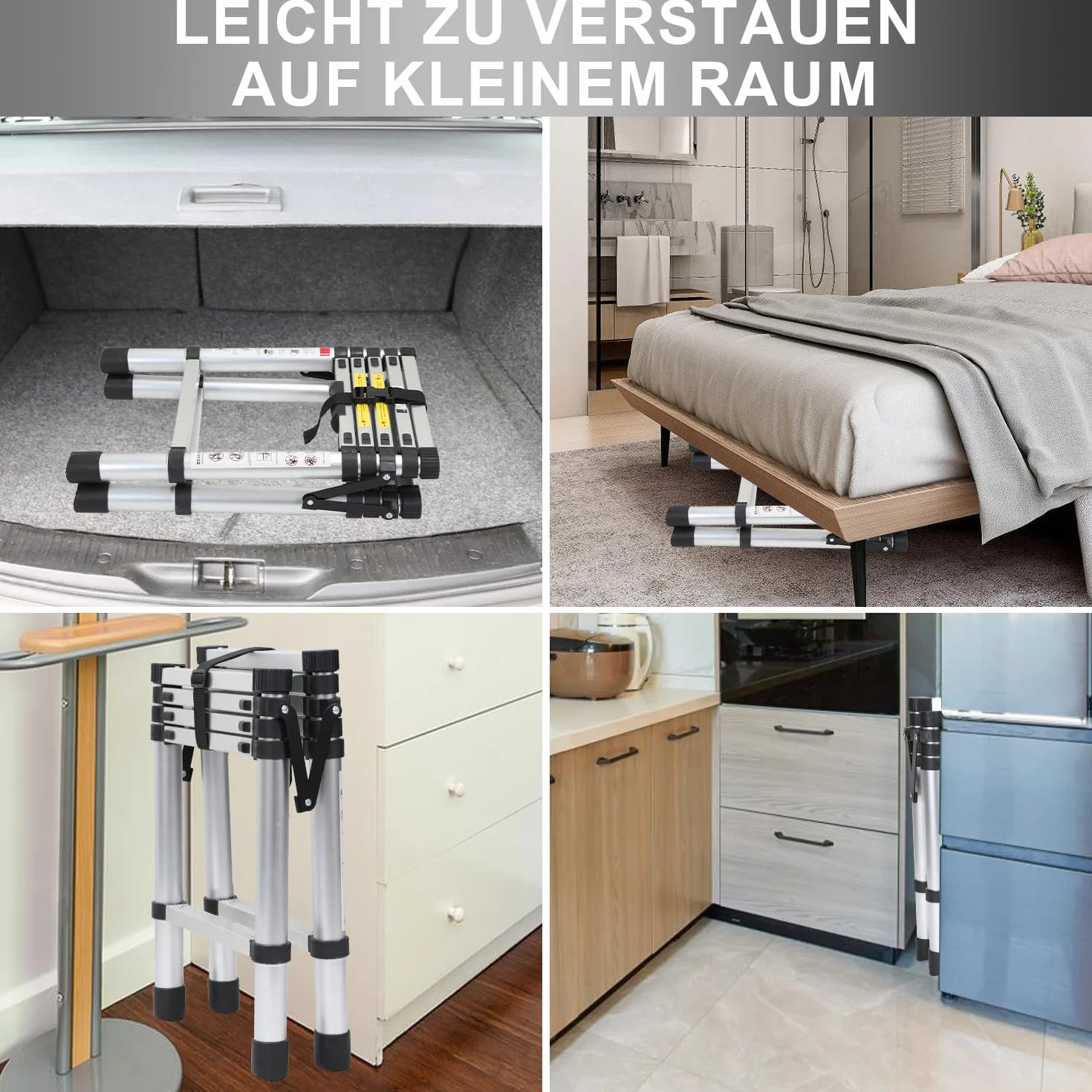 Eulenke 2,0 m + 2,3 m drabina aluminiowa - 6 + 7 stopni składana drabinka - 150 kg Pojemność nośna - wielofunkcyjna wysuwana drabina