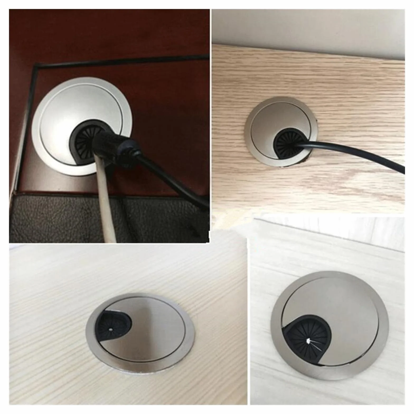 Przelotka na biurko, 2 szt. Drut ze stopu cynku pokrywa otworu komputerowe przelotka kabel Port wylotowy Winder uchwyt organizator sprzęt meblowy(D,80mm)