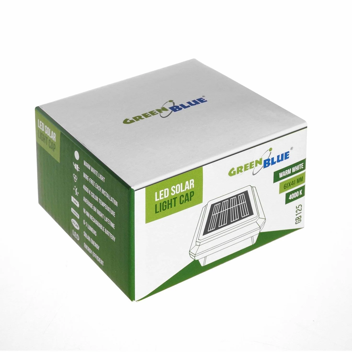 Green Blue GB125 Lampa Solarna LED 60x40 na Słupek, Lampa Ogrodowa z Czujnikiem Zmierzchu, Kolor Ciepły Biały (4000K), Czarna, Zewnętrzna Lampa słupkowa Idealna do Ogrodu, na Podwórko