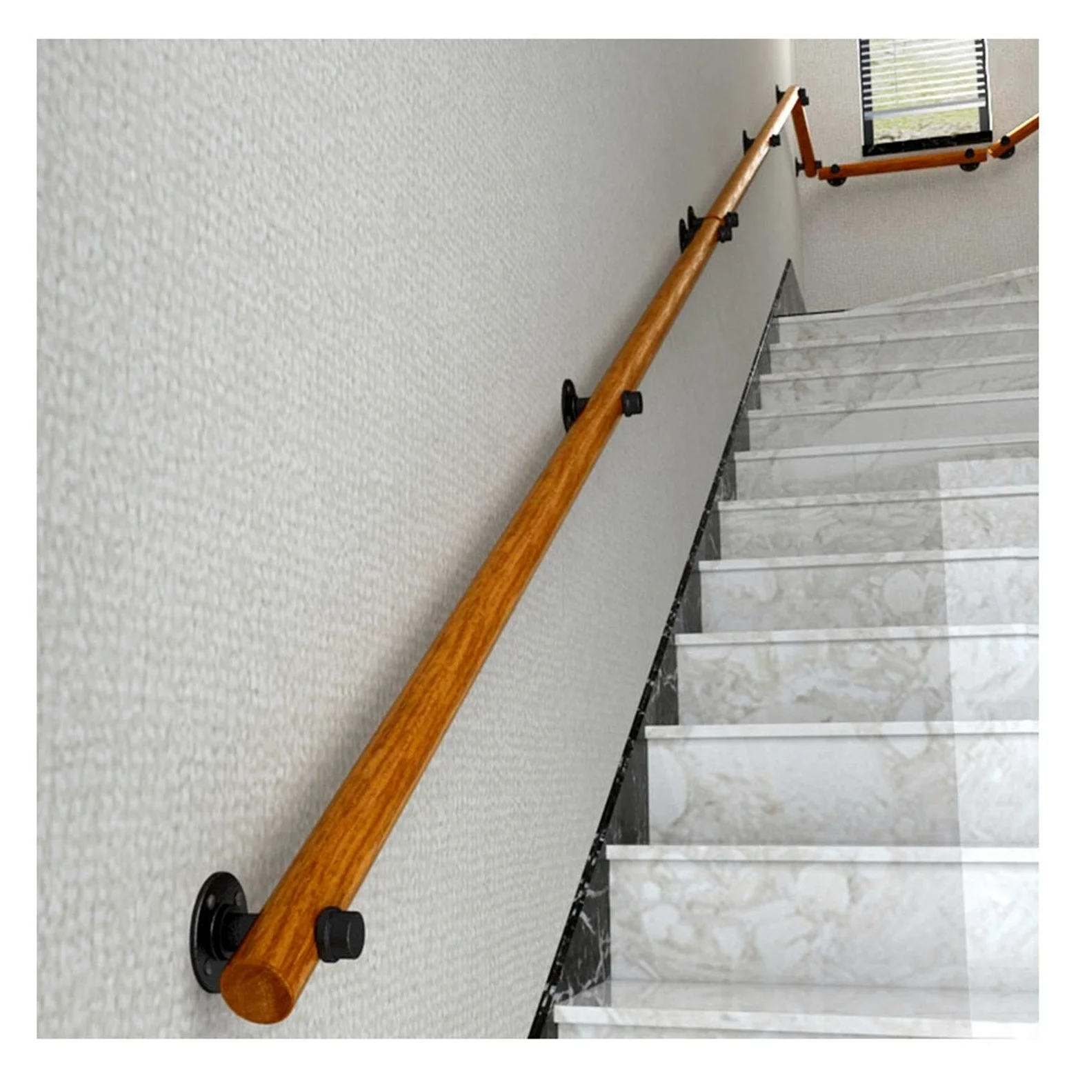 Fushou 50-230 cm, d poręcz na schody, sosna zestaw poręczy schodów. Gruby antypoślizgowy wewnątrz na ścianie starego mężczyzny zabezpieczenie przed dziećmi pręt Wuzming (rozmiar: 150 cm)