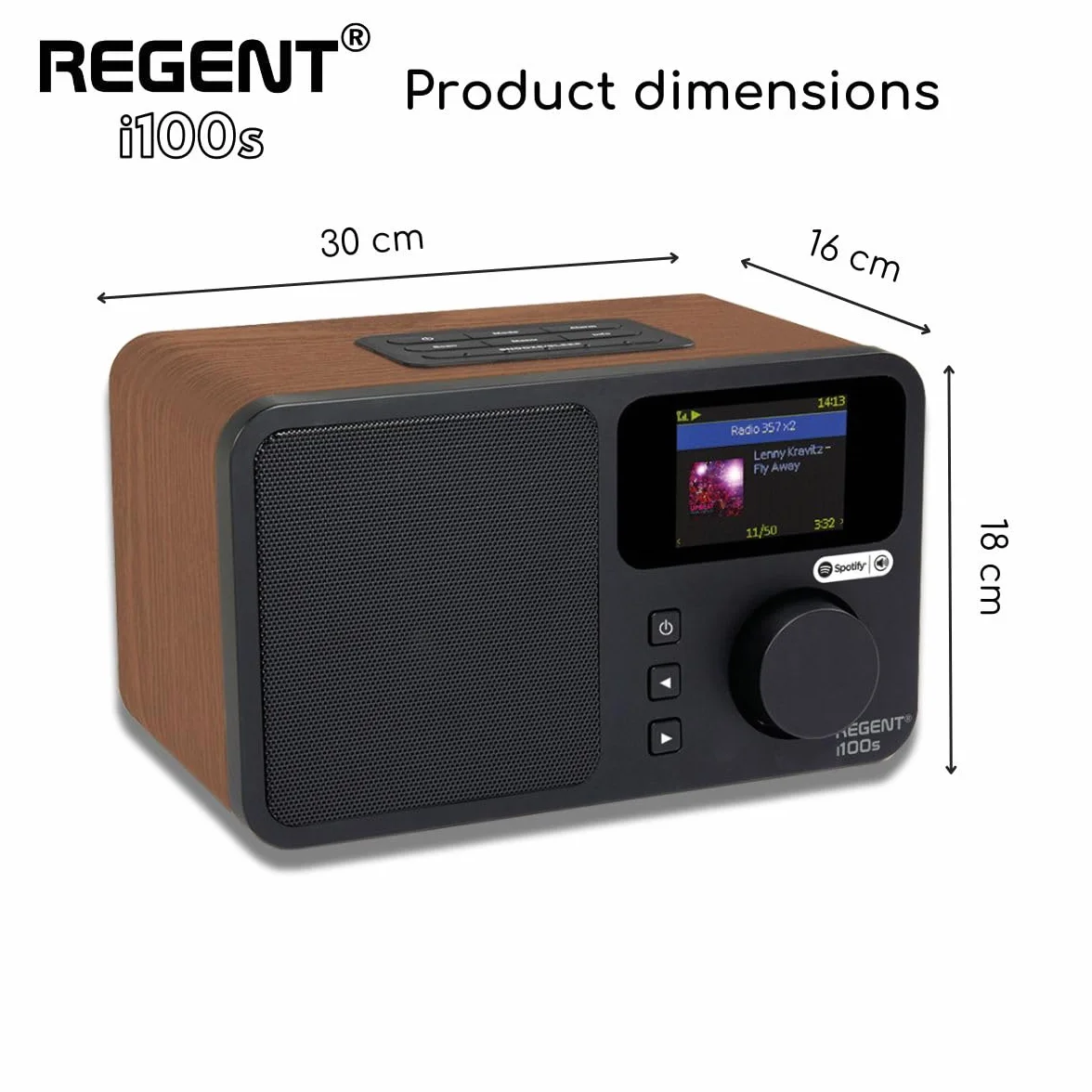 REGENT i100s Spotify Connect Radio internetowe Bluetooth Wi-Fi Radio cyfrowe kuchenne z wyświetlaczem LCD