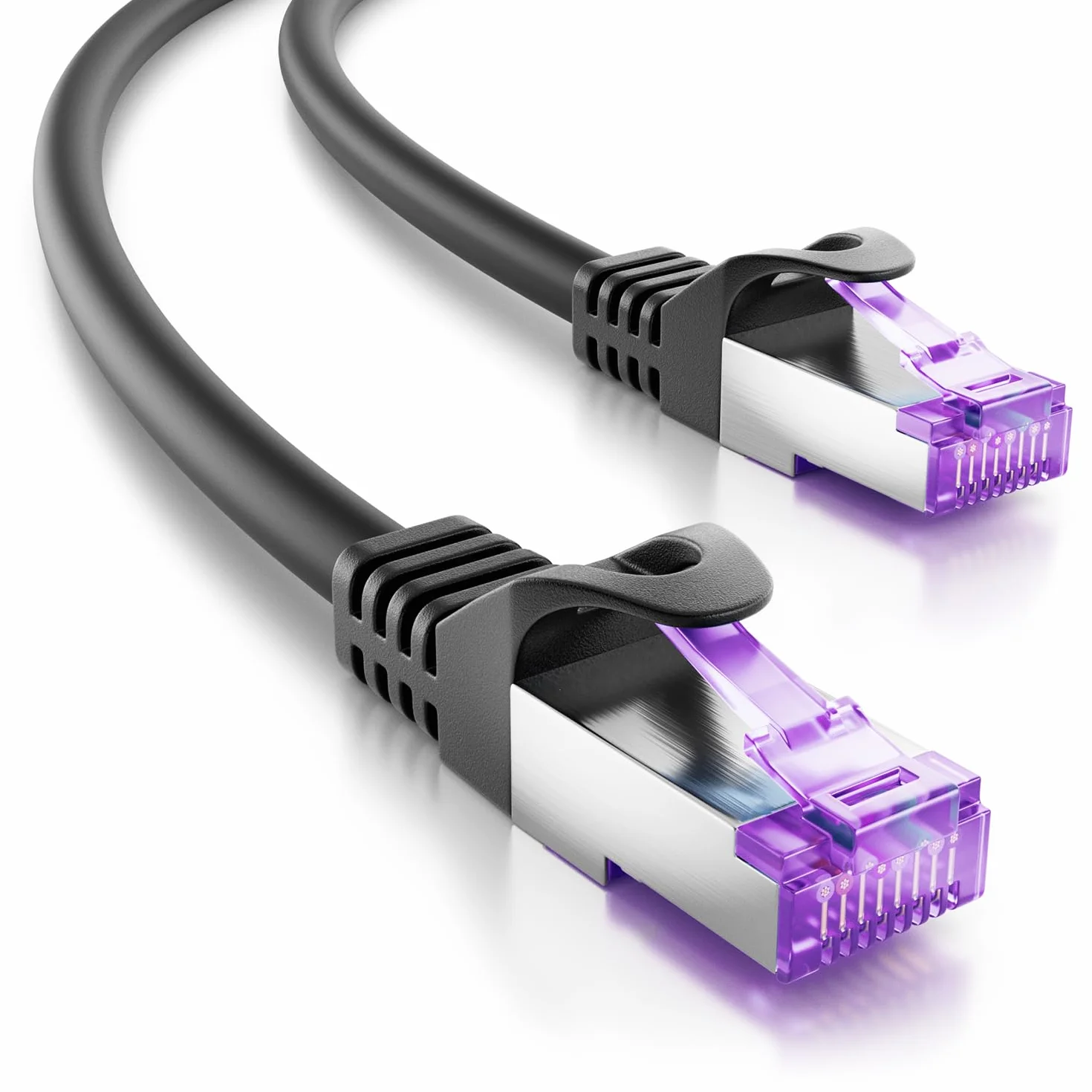 deleyCON CAT7 Kabel Sieciowy 0,5m RJ45 Patchkabel Ethernet 10 Gigabit SFTP PiMF Ekranowanie Miedź Czarny