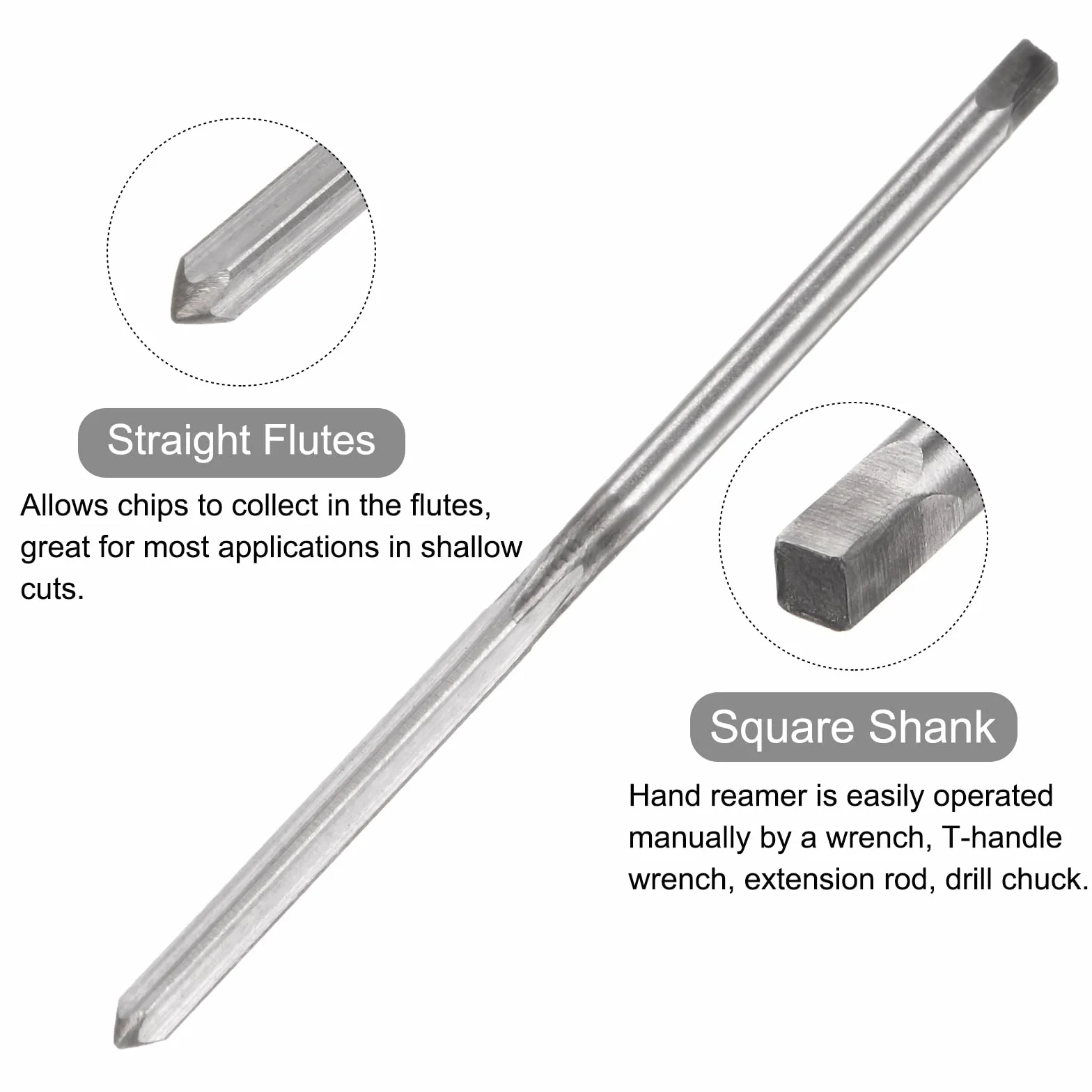 QUARKZMAN Rozwiertak ręczny, 2,5 mm, H7, metryczny rozwiertak, wiertło do metalu, drewna, do otworów, prosty rowek, stal szybkotnąca (HSS)